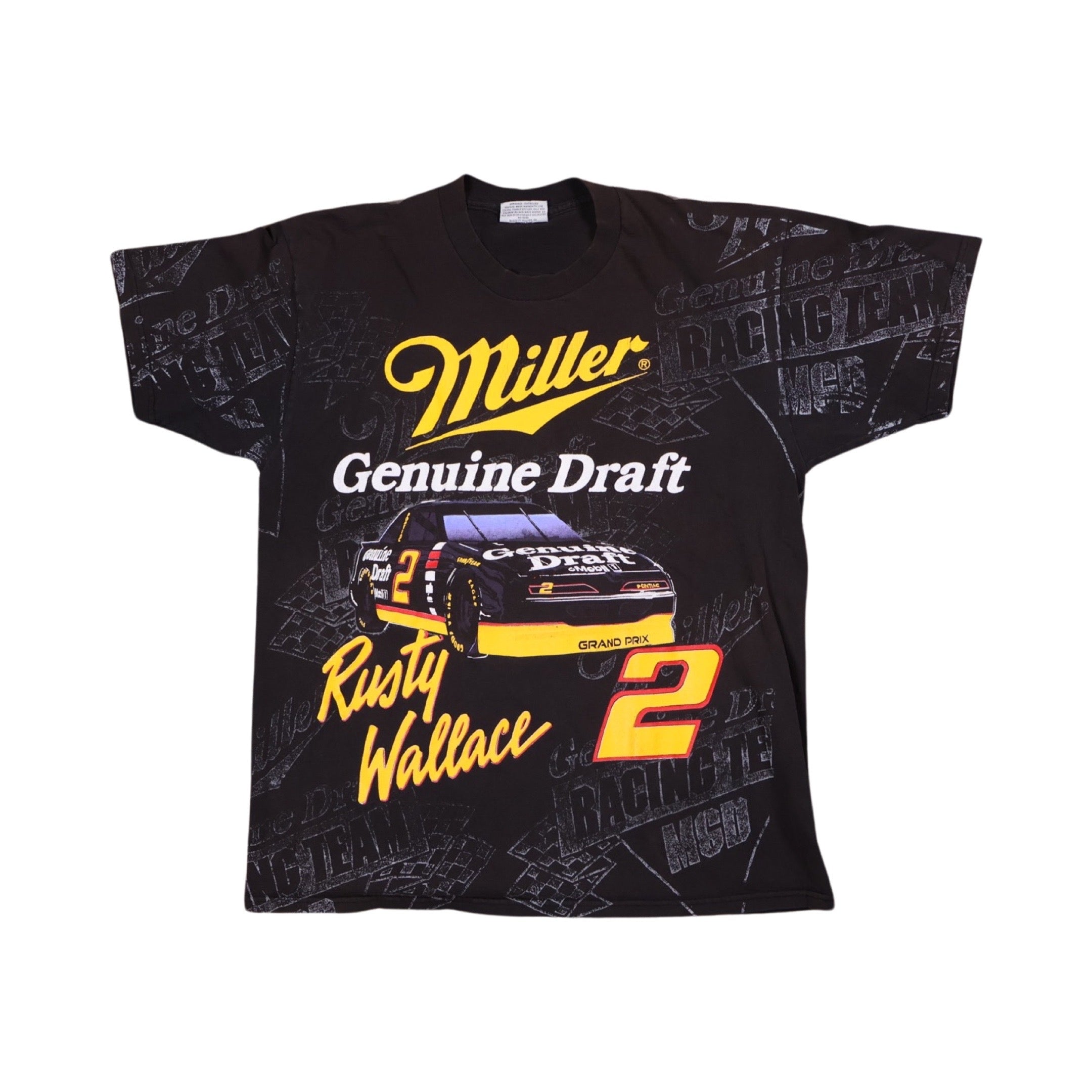Rusty Wallace 90s All Over Print Miller Nascar T-Shirt Grail (XL)