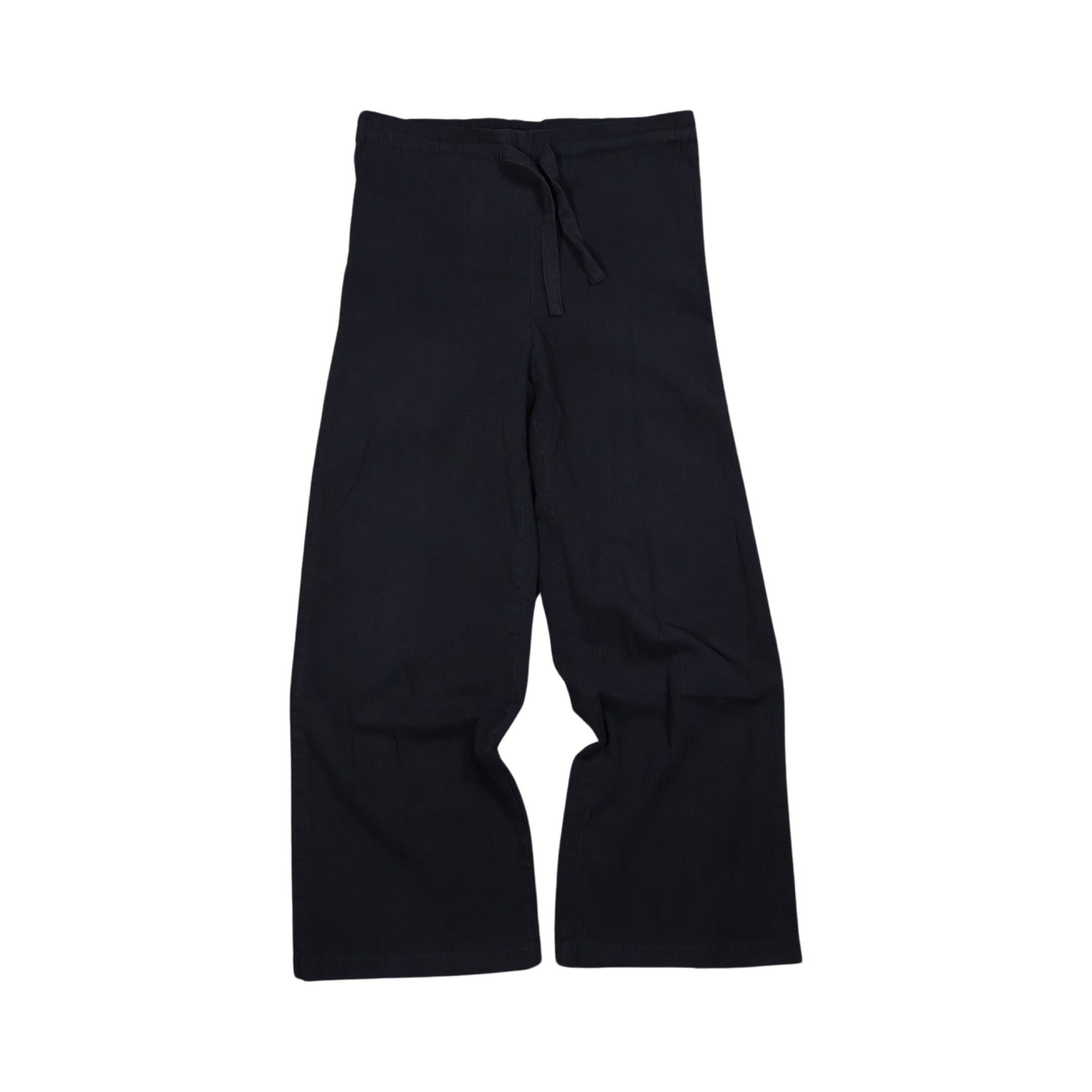 Black 70/80s Wide Leg Cotton Pants (34”)