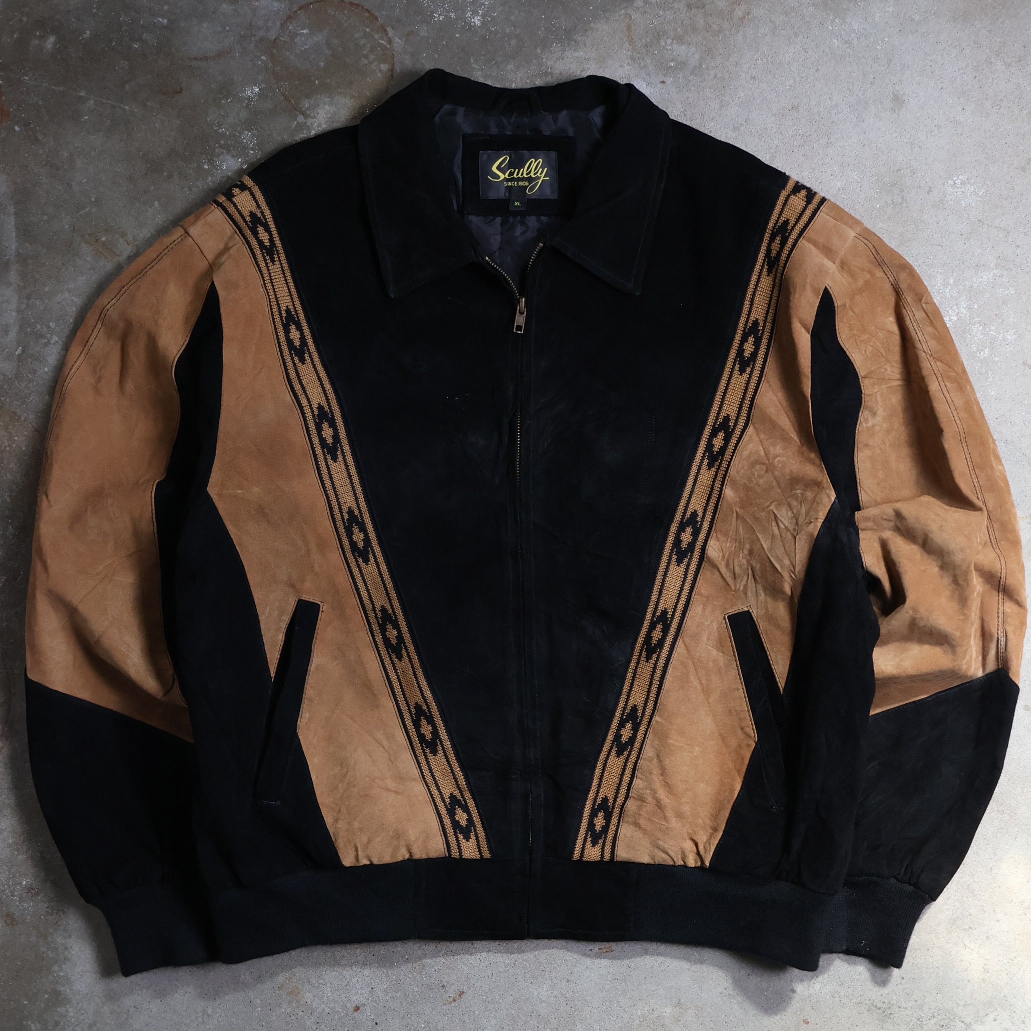 Black/Tan Western Suede Jacket 90s (XL)