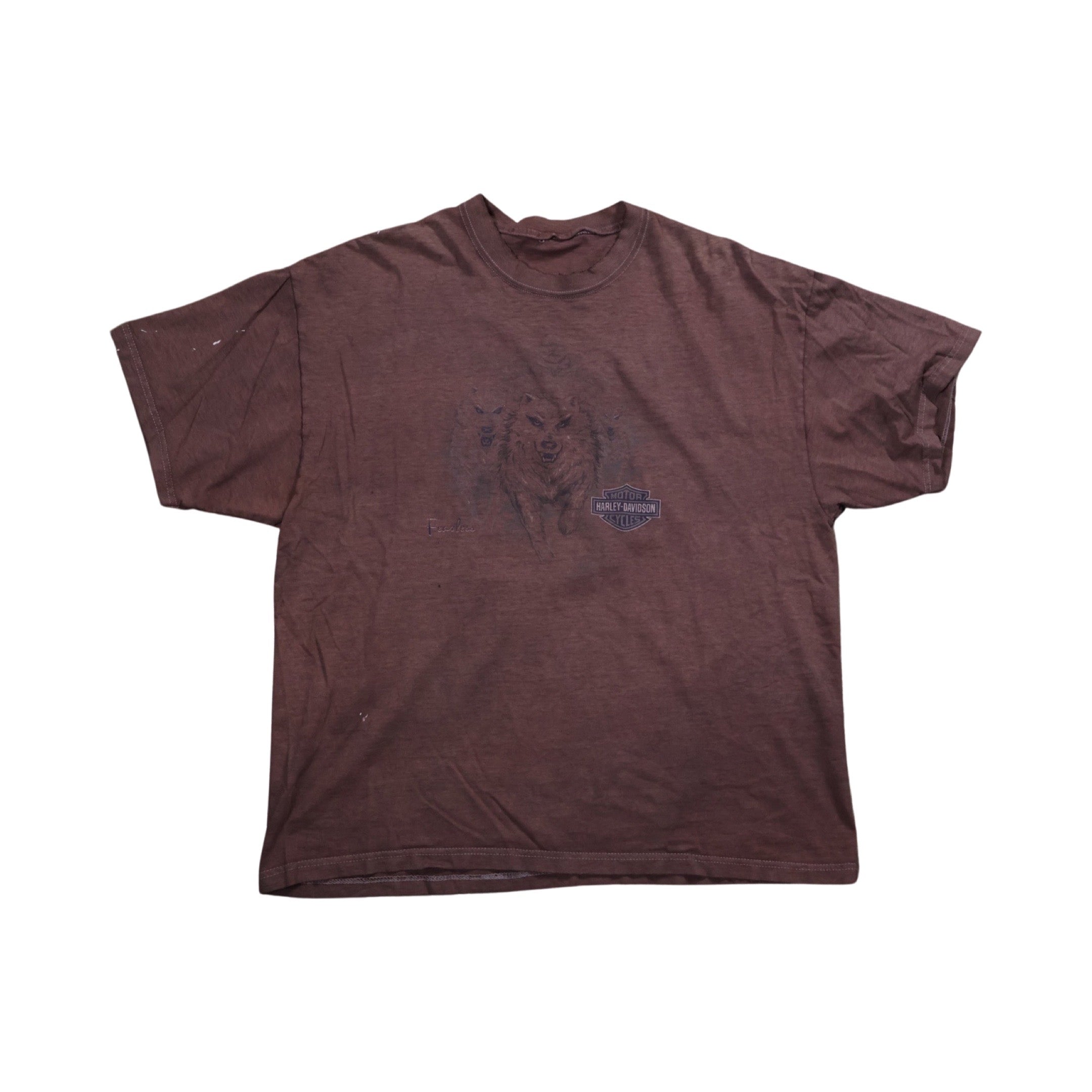 Brown Harley Davidson Wolf T-Shirt (Medium)