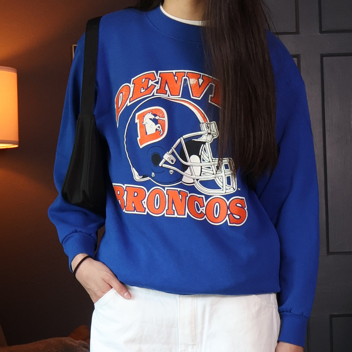 Denver Broncos 90s Helmet Sweatshirt (Small)