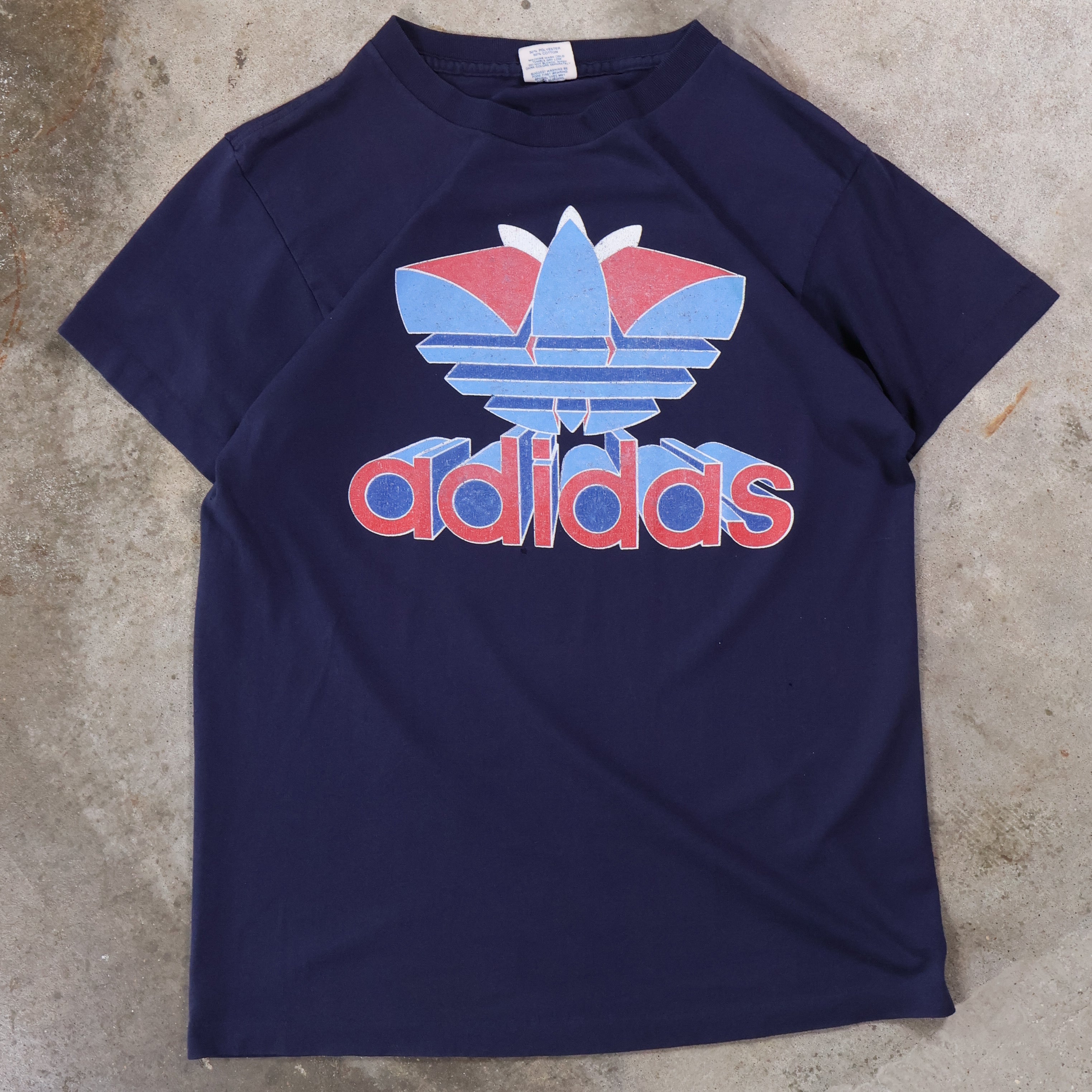 Navy Adidas 80s T-Shirt (Medium)