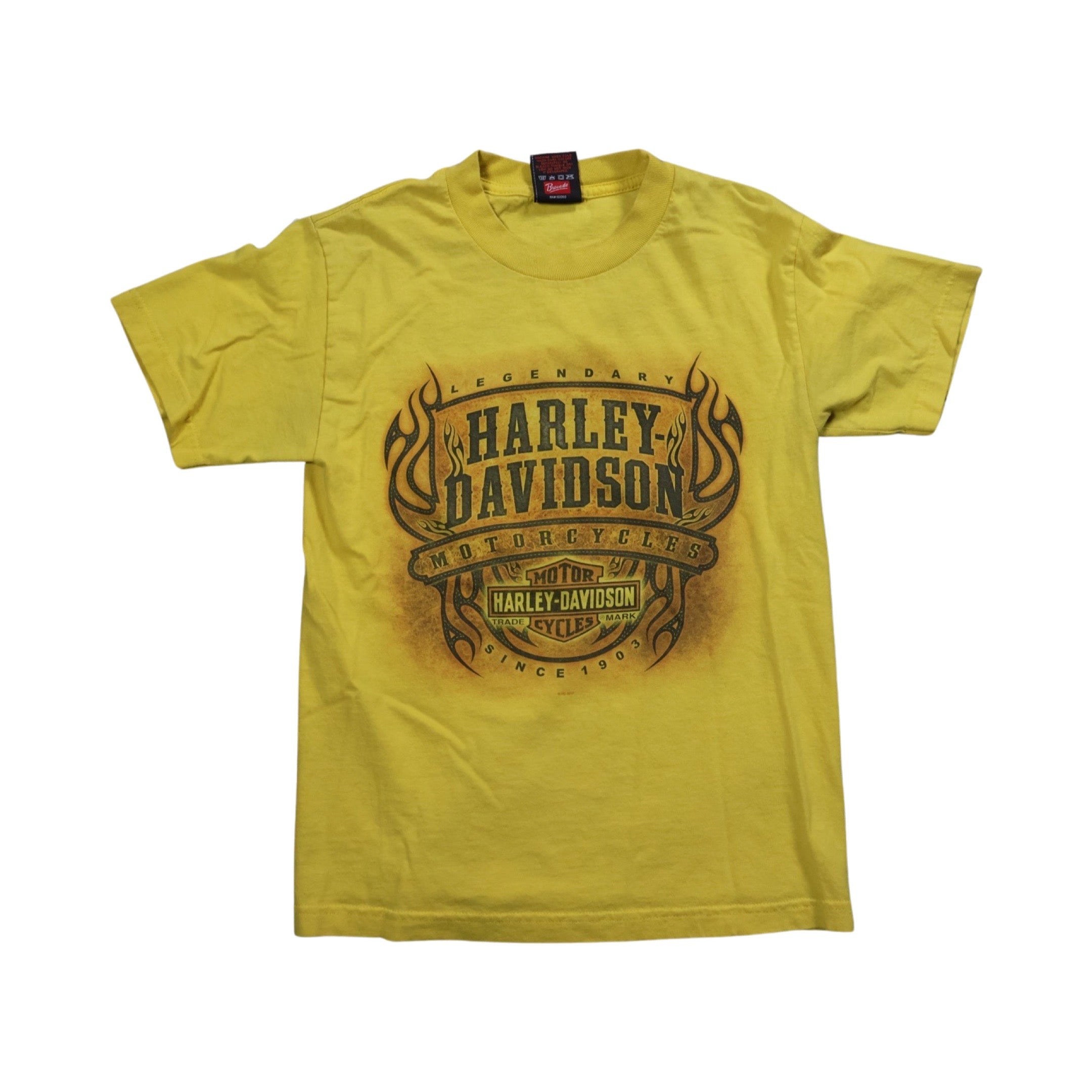 Yellow Harley Davidson Flames T-Shirt (Small)