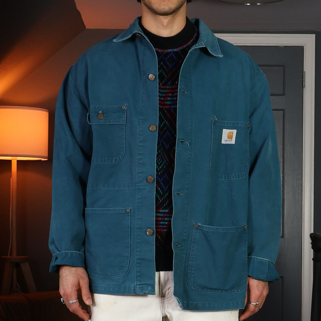 Blue-Gree Carhartt Barn/Chore Canvas Jacket 90s (XL)