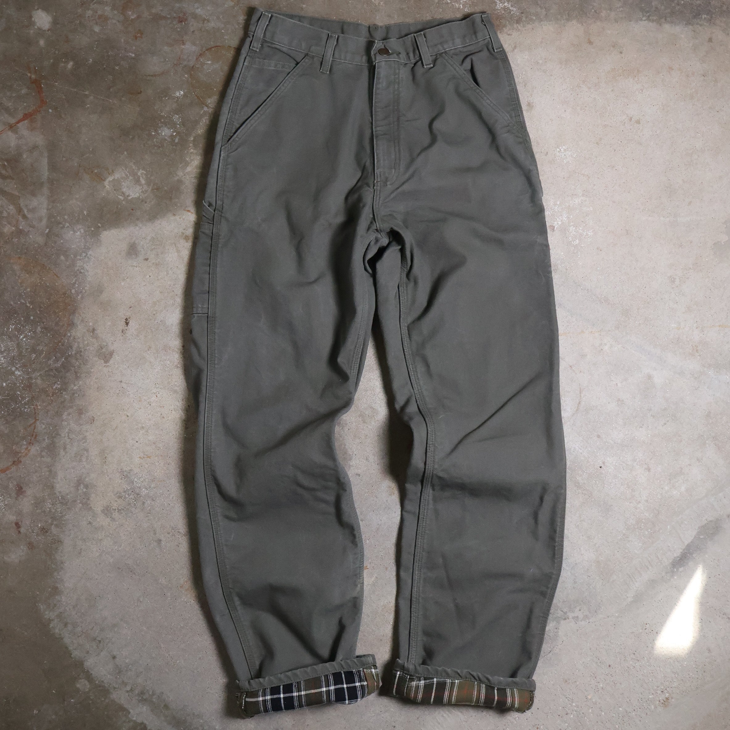 Green Carhartt Flannel Line Carpenter Pants (30")