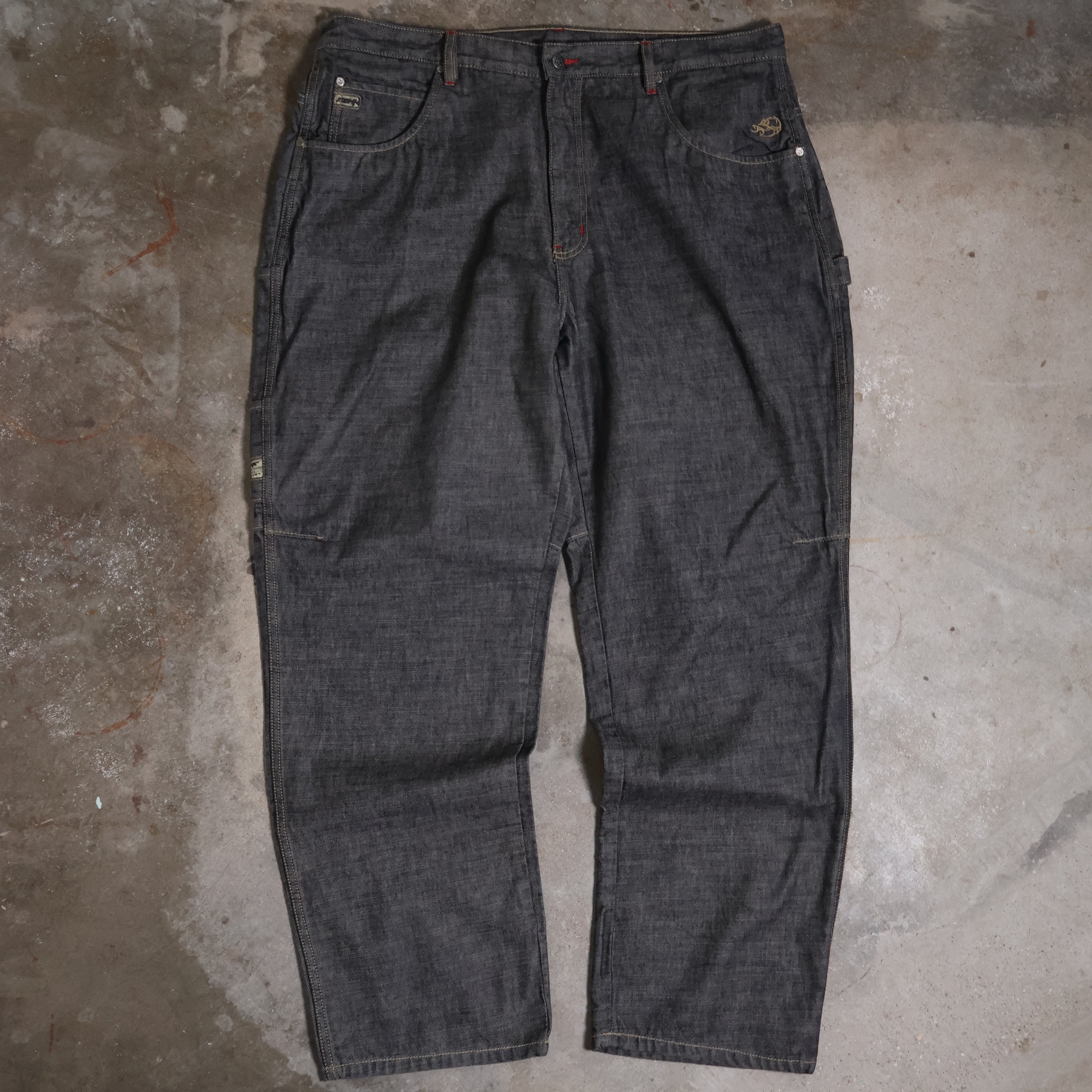 Y2K Black School of Hard Knocks Baggy Jeans (42")