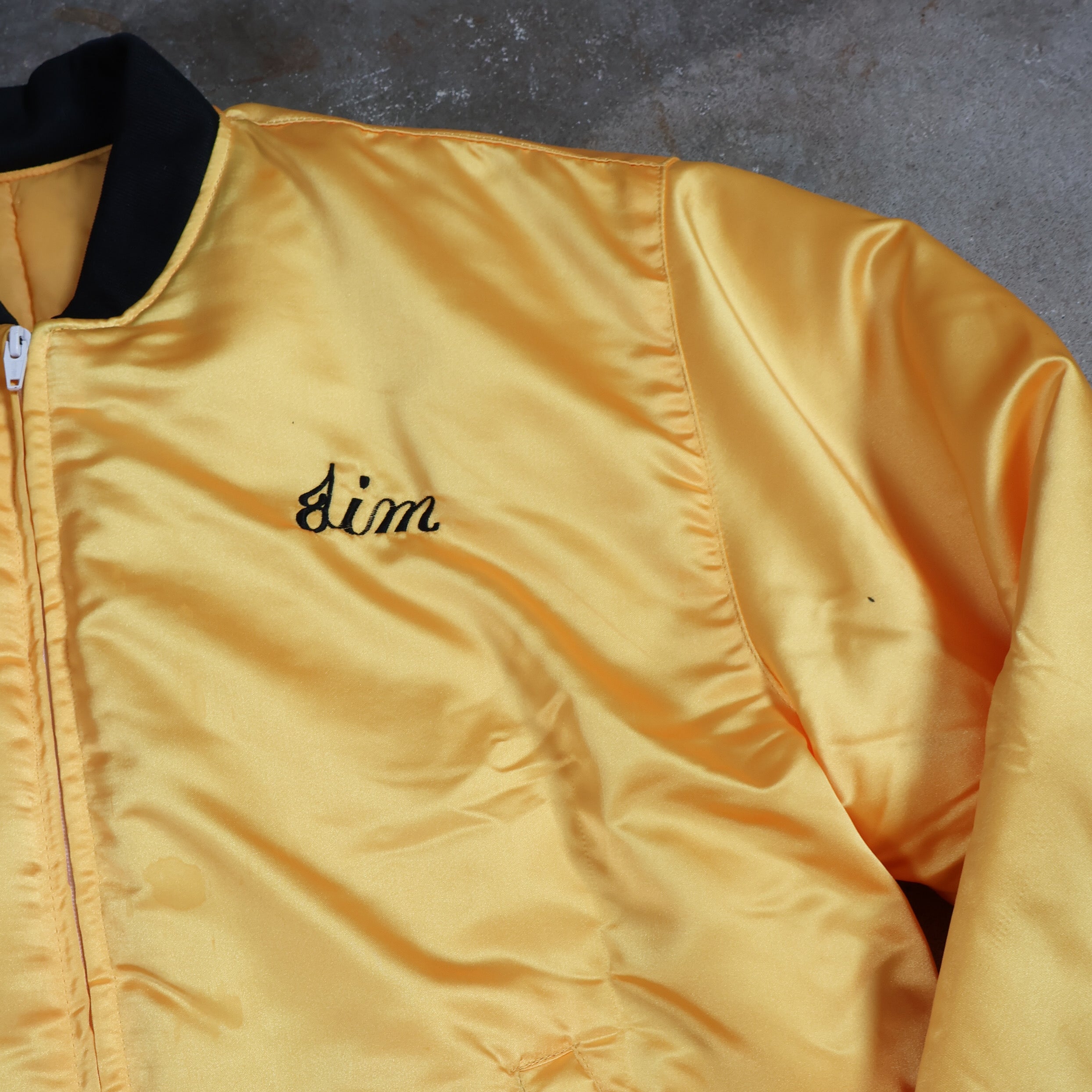 Yellow Korea Satin Bomber Jacket 90s (Large)