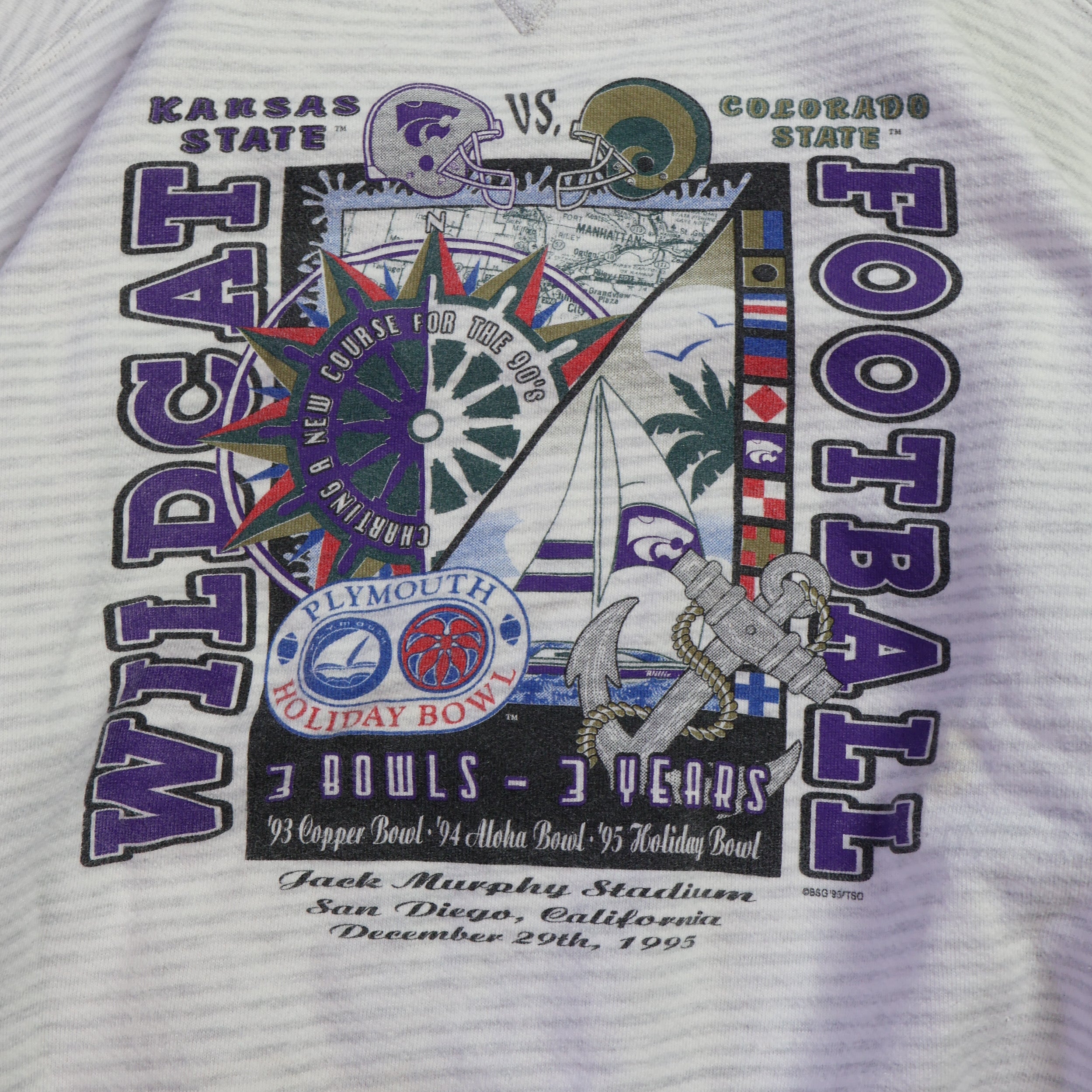 Kansas State Wildcats Holiday Bowl Sweatshirt 90s (Large)