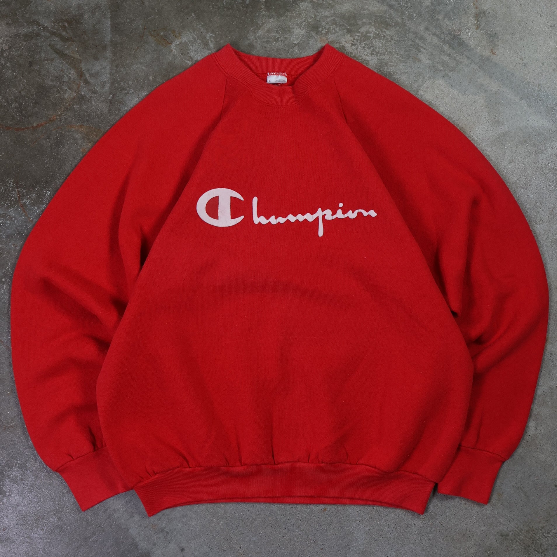 Red Champion Spellout Sweatshirt 80s (Large)