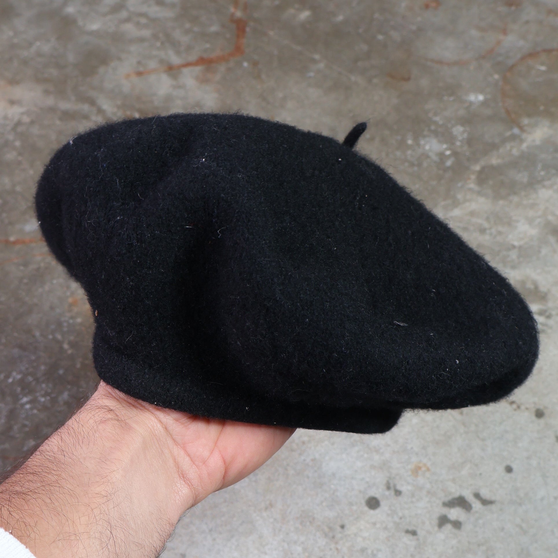 Black Wool Beret 90s Hat