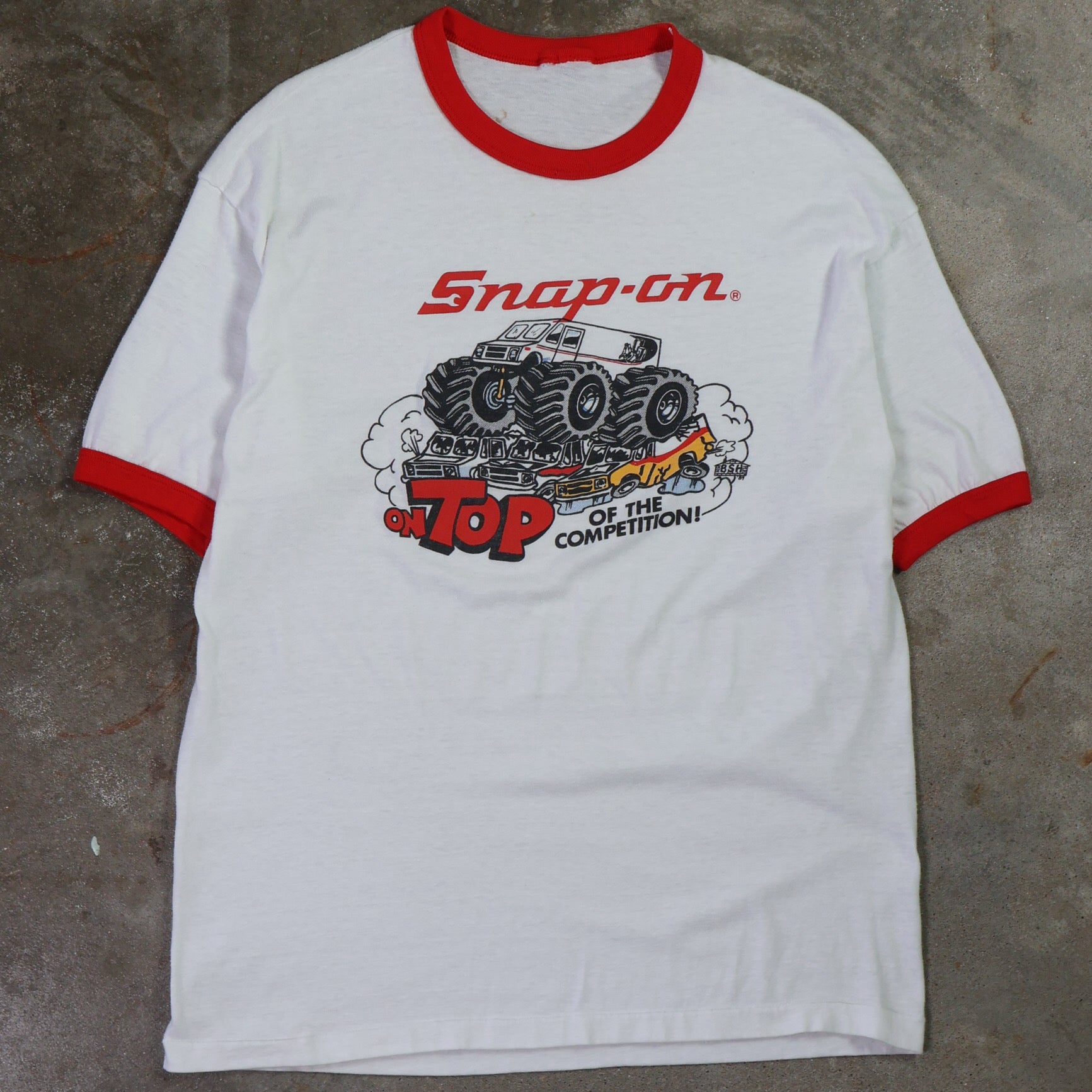 Snap-On Monster Truck Ringer T-Shirt 80s (Large)