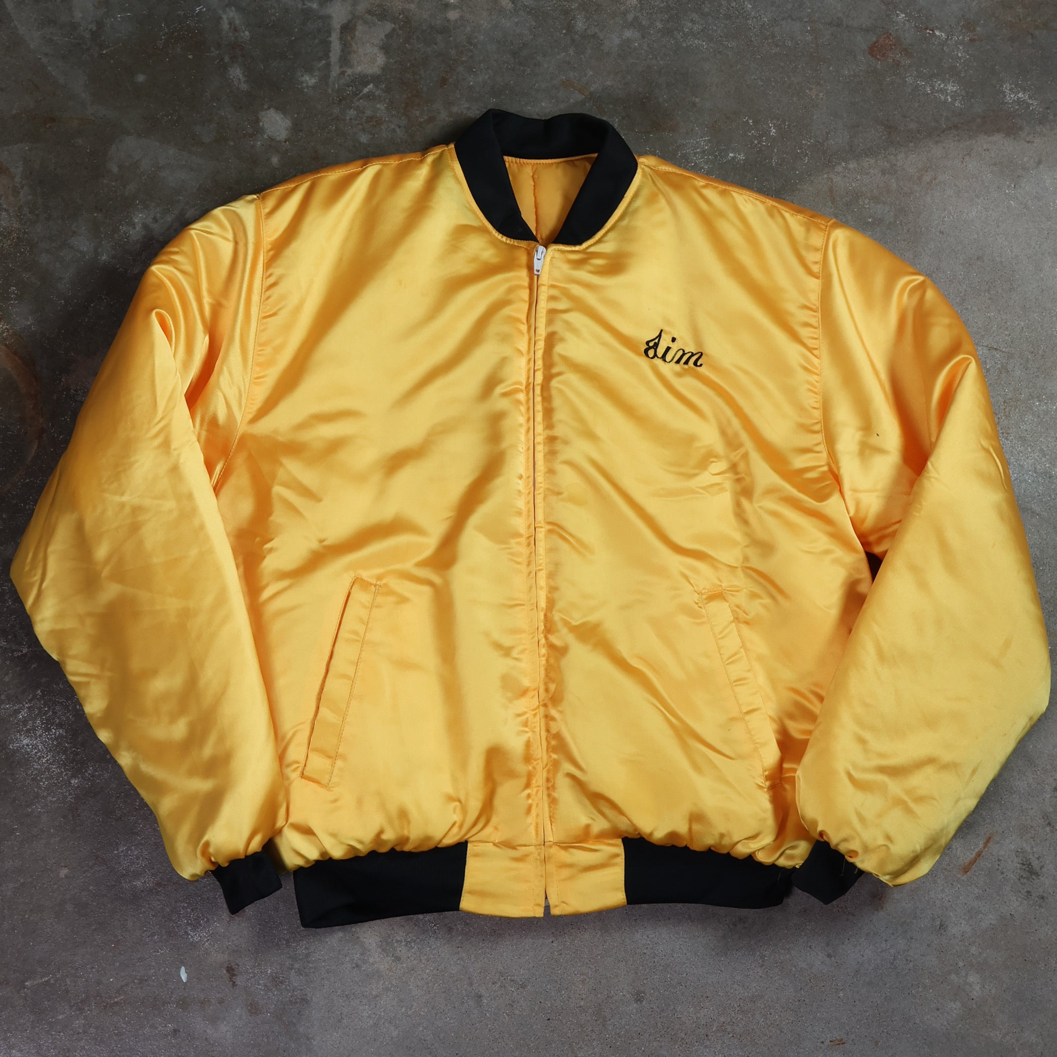 Yellow Korea Satin Bomber Jacket 90s (Large)