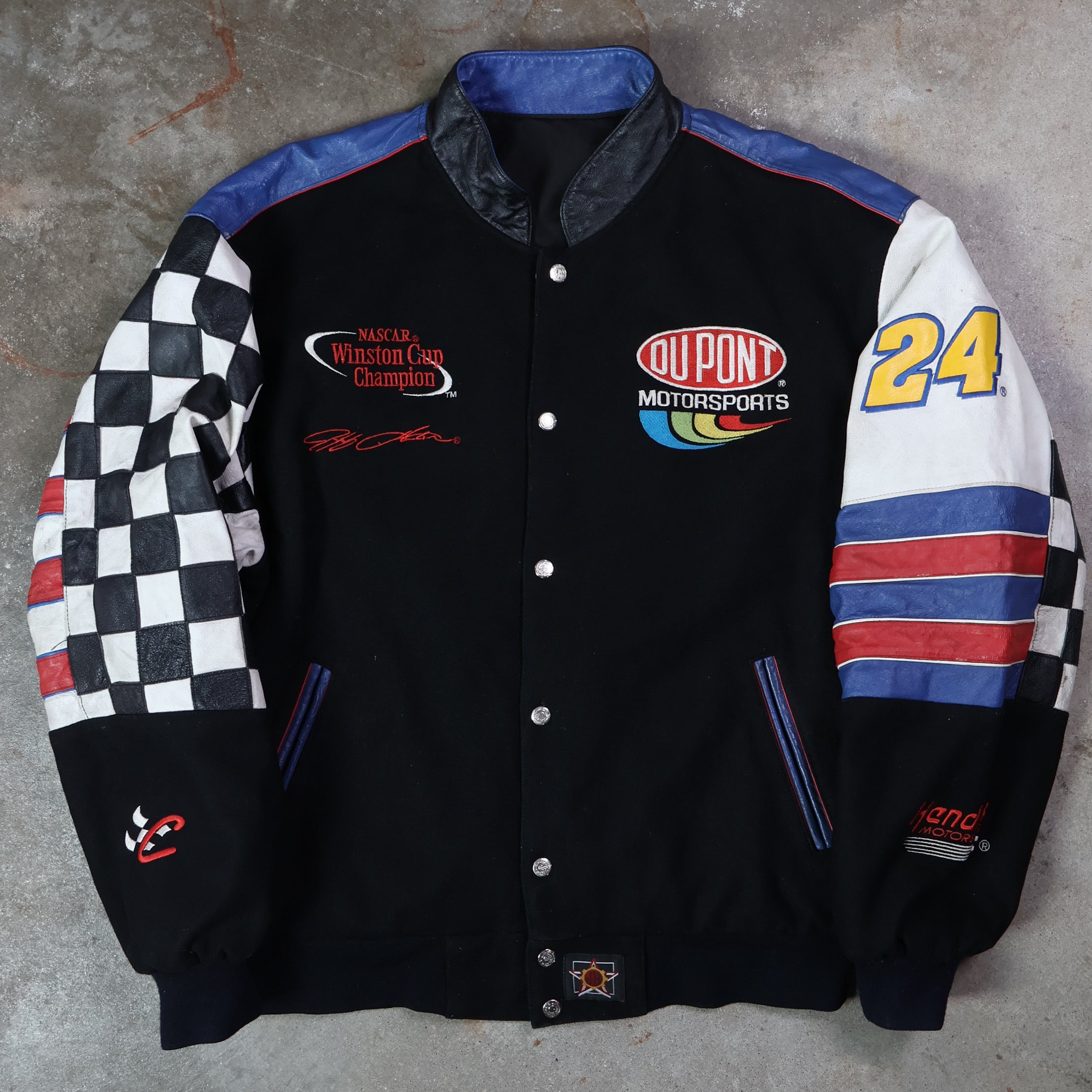 Winston Cup Champion Nascar Reversible Leather Jacket 90s (XL)