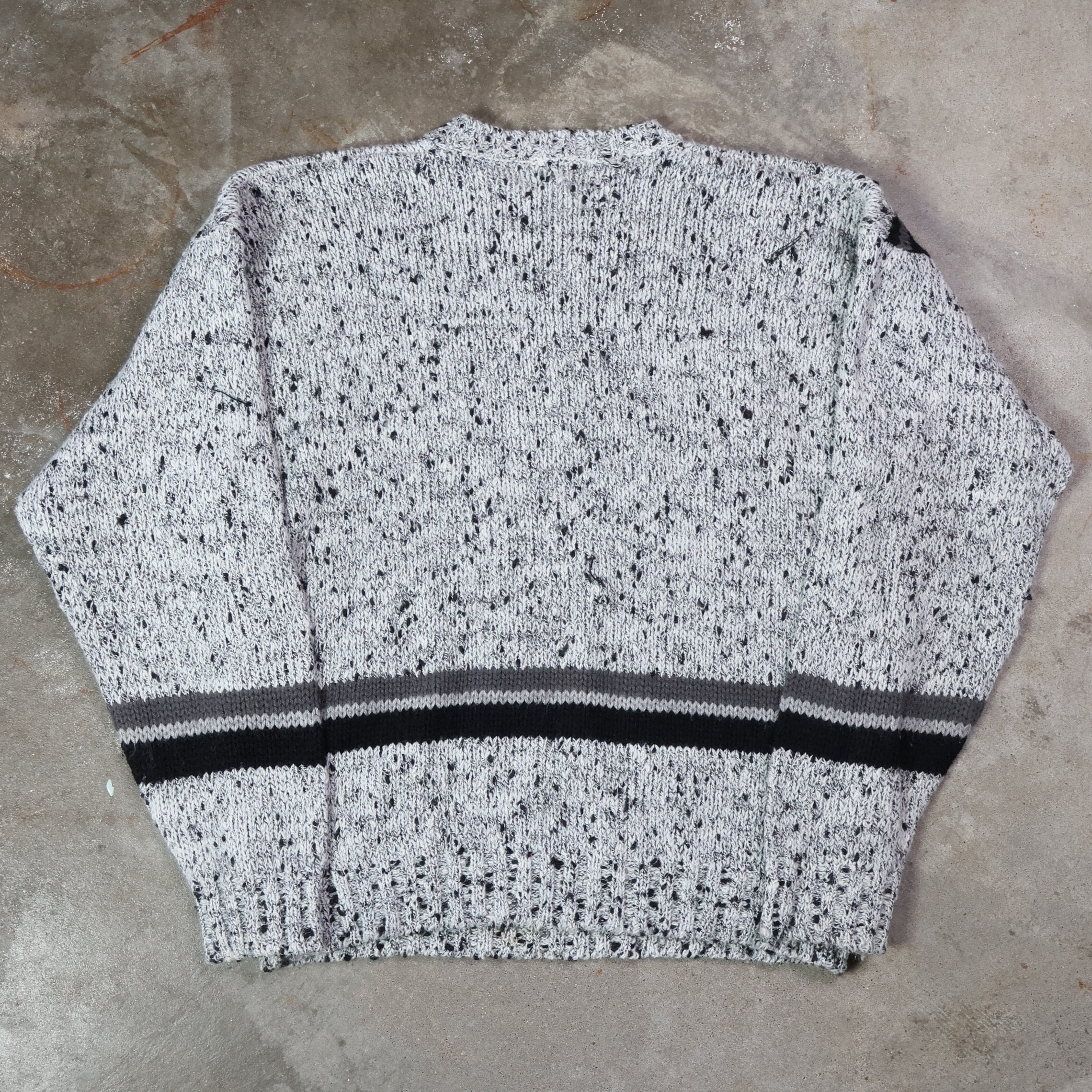 Gray Abstract Knit Sweater 90s (Large)