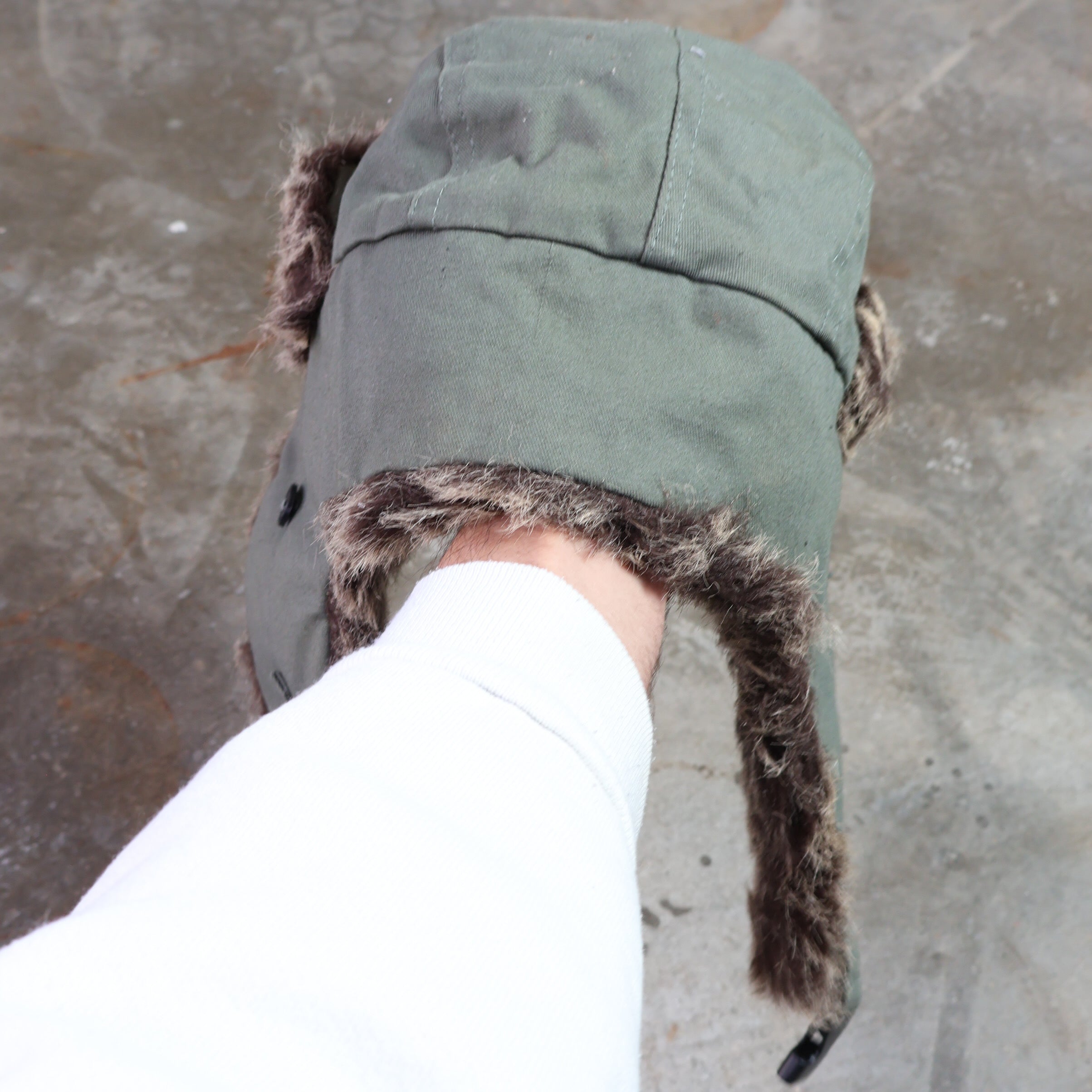 Green Fur Aviator Hat 90s