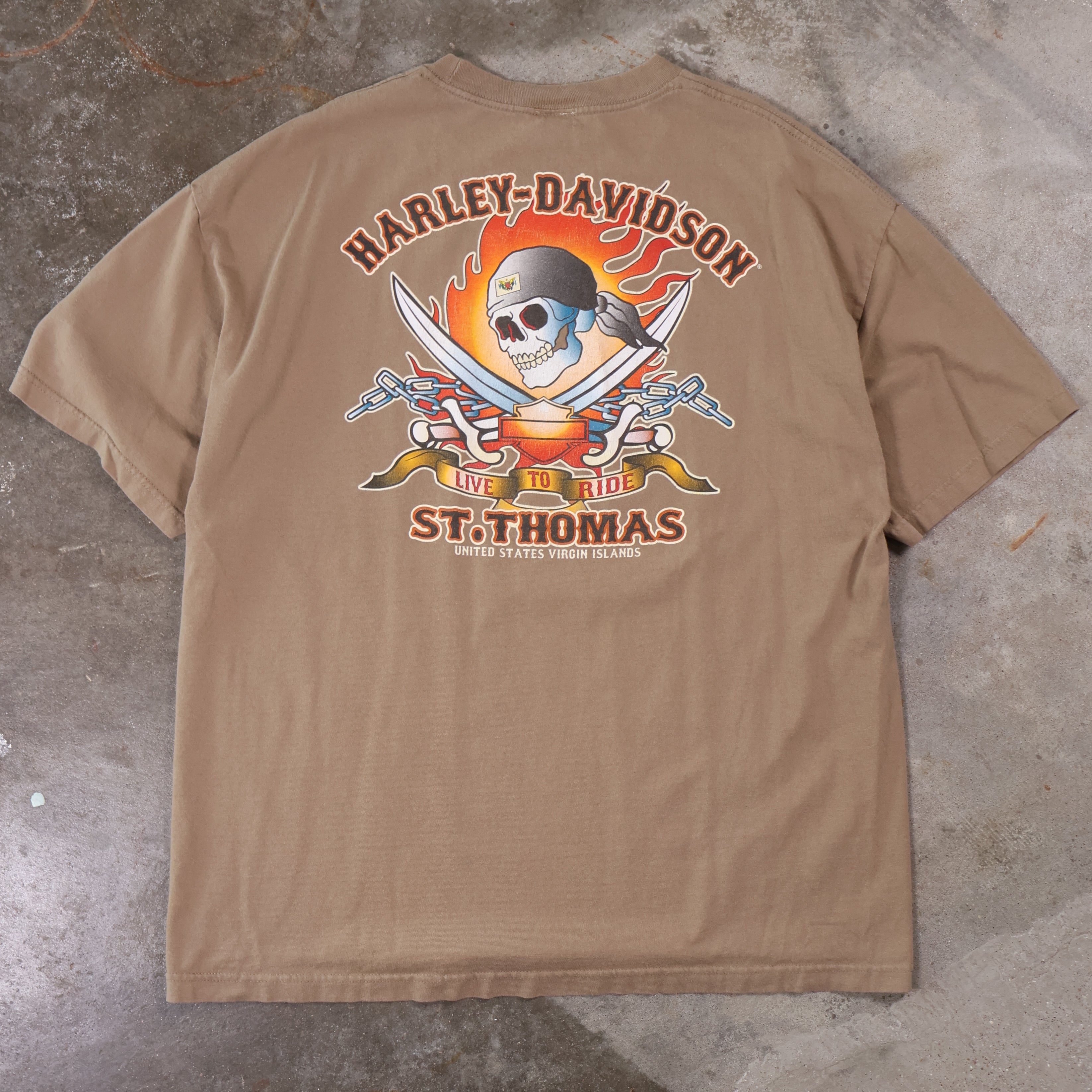 Tan Harley Davidson St.Thomas T-Shirt 00s (XXL)