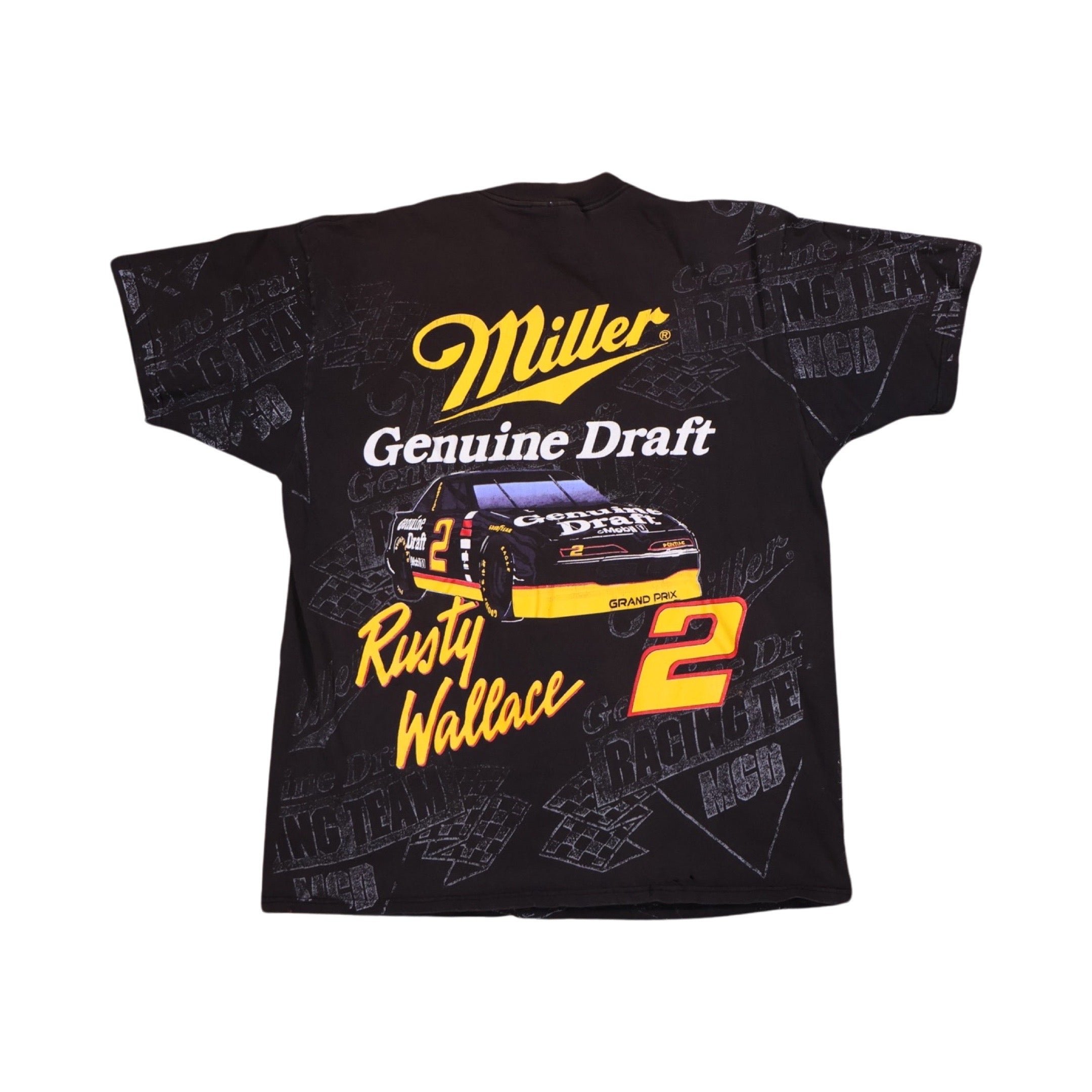 Rusty Wallace 90s All Over Print Miller Nascar T-Shirt Grail (XL)