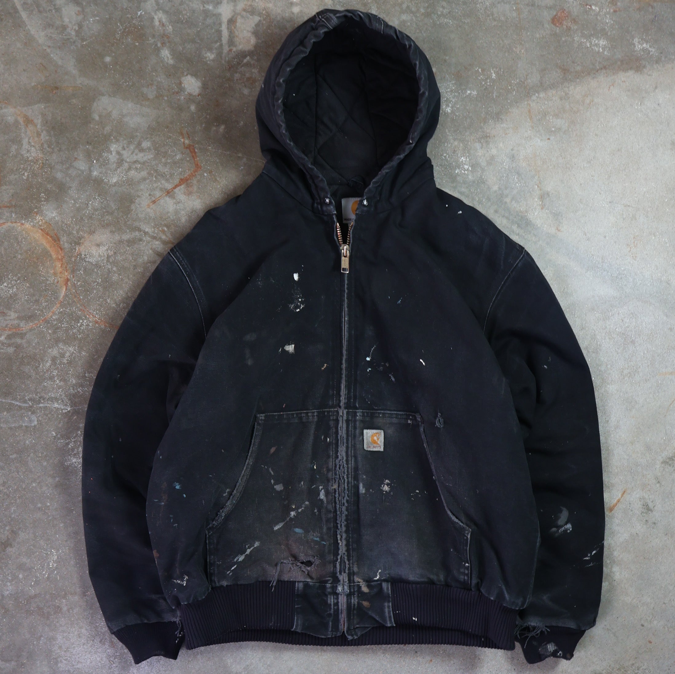 Distressed Black Carhartt Work Jacket (XL)