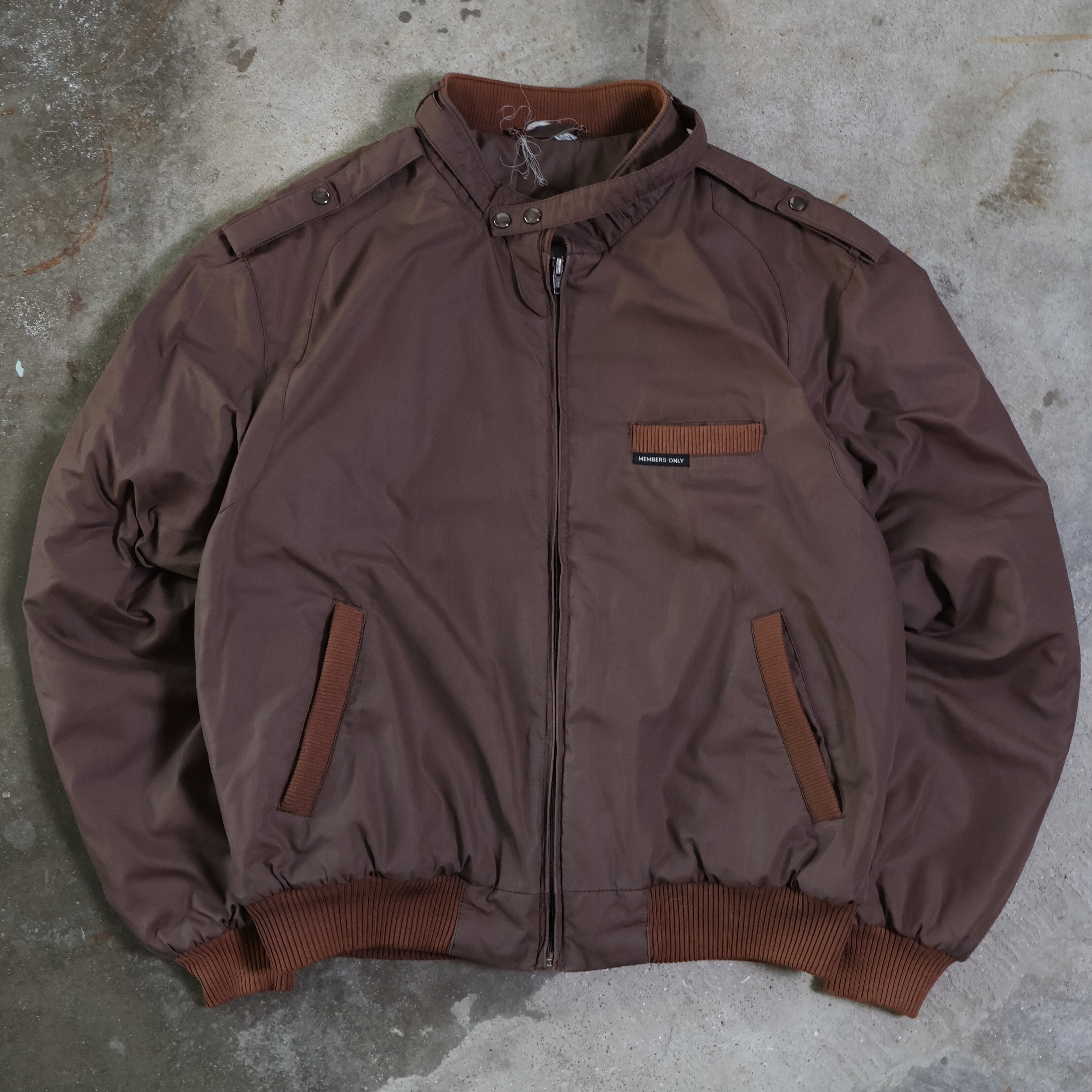 Brown Members Only Bomber Jacket 80s (XL)