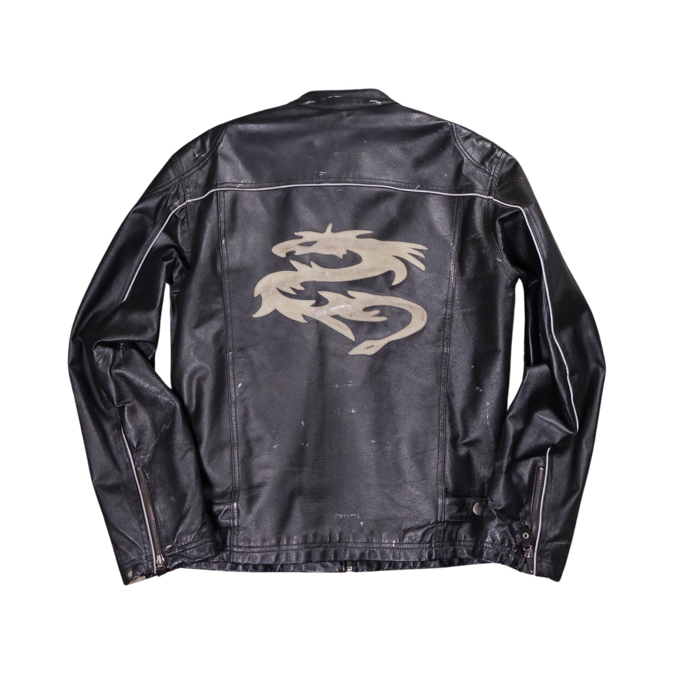 Black Leather Dragon Cafe Racer Jacket Grail (XL)