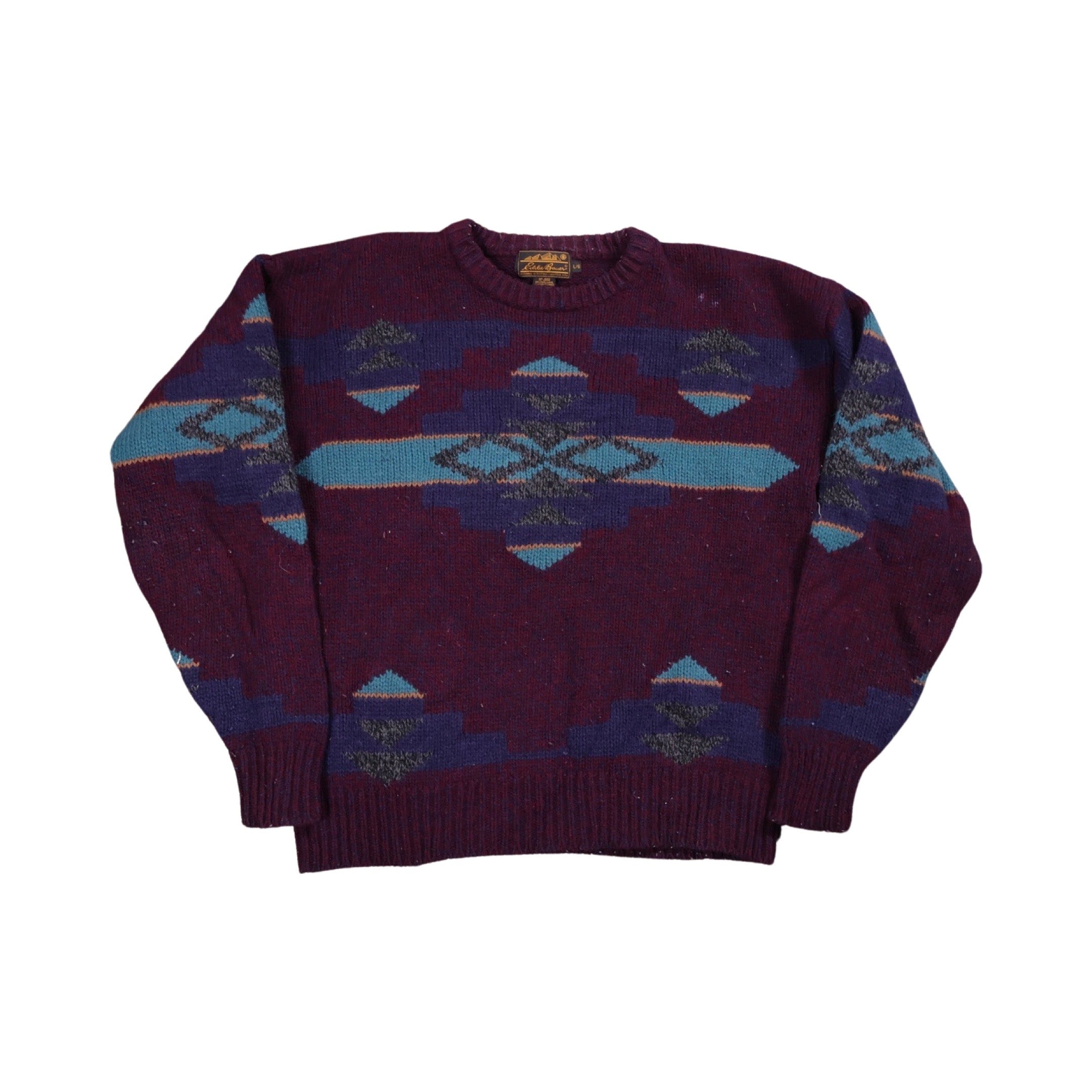 Eddie Bauer Geometric 90s Knit Sweater (Large)