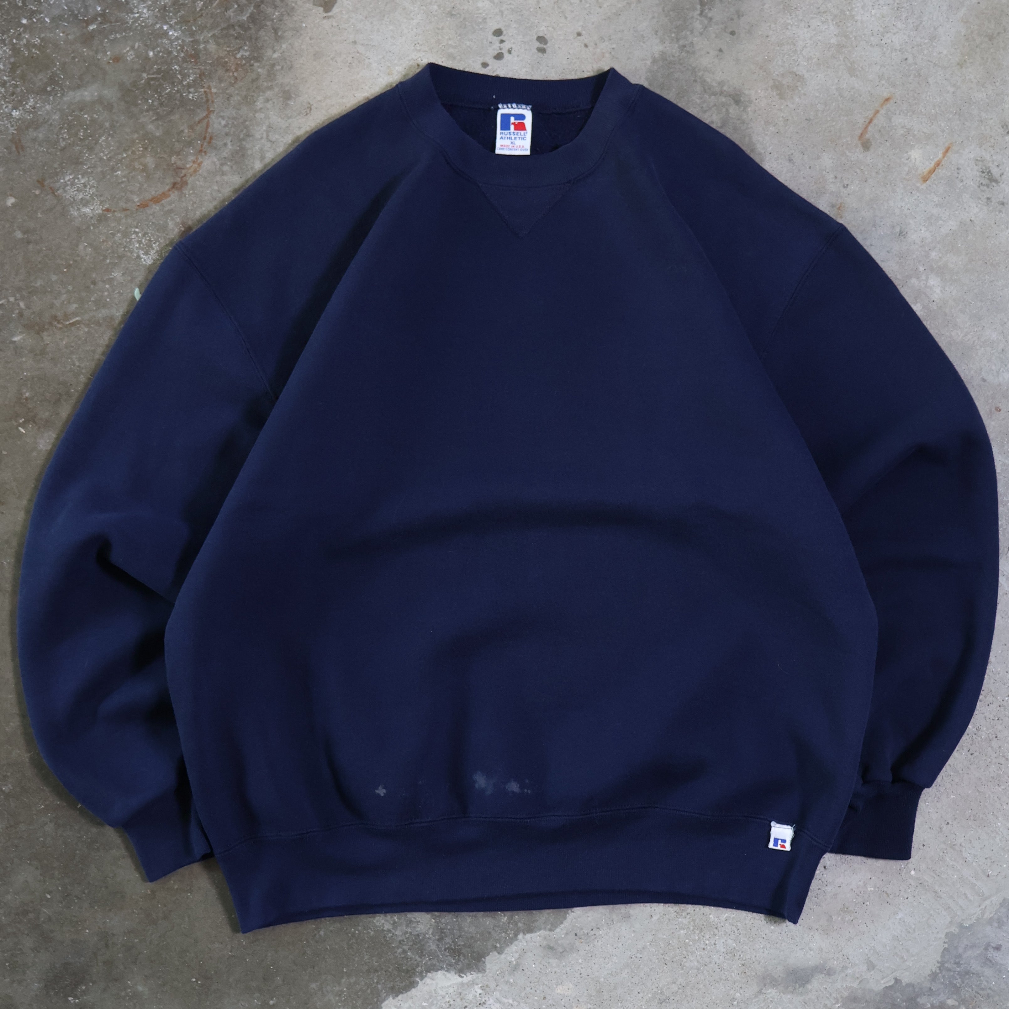 Navy Russell Blank Sweatshirt 90s (XL)