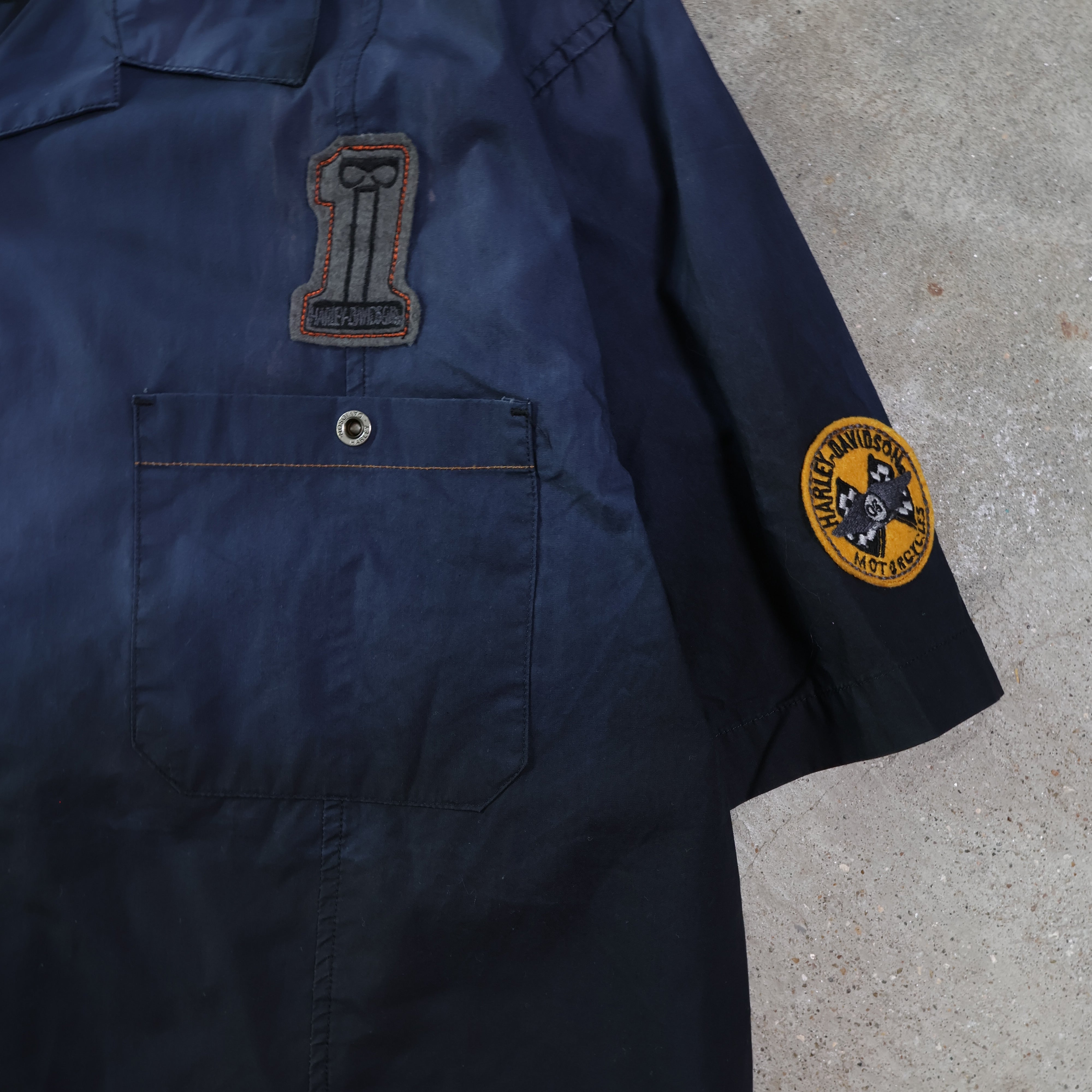 Navy Harley Davidson Button-Up Shirt 00s (XXL)