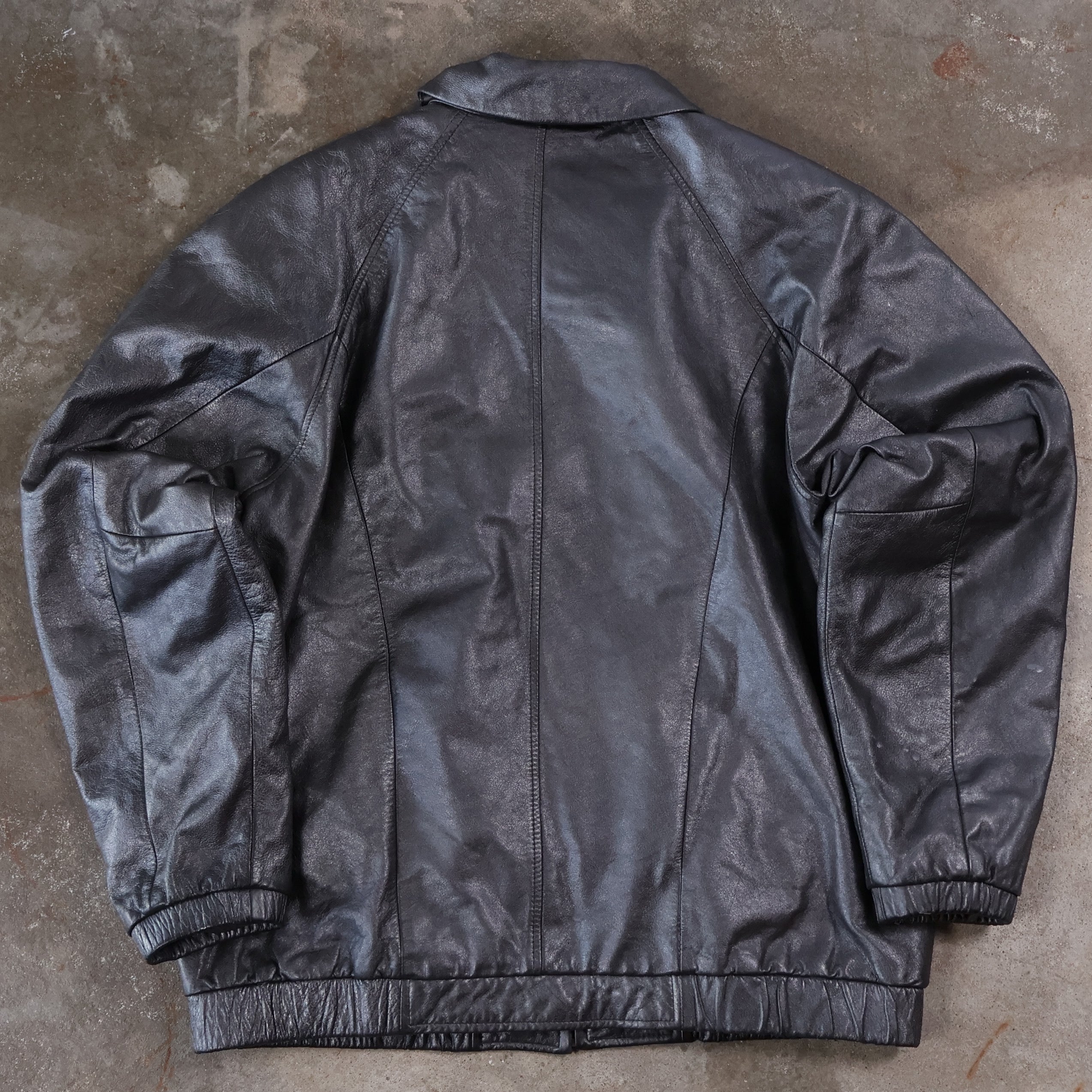 Gray Metallic Leather Jacket 90s (Medium)