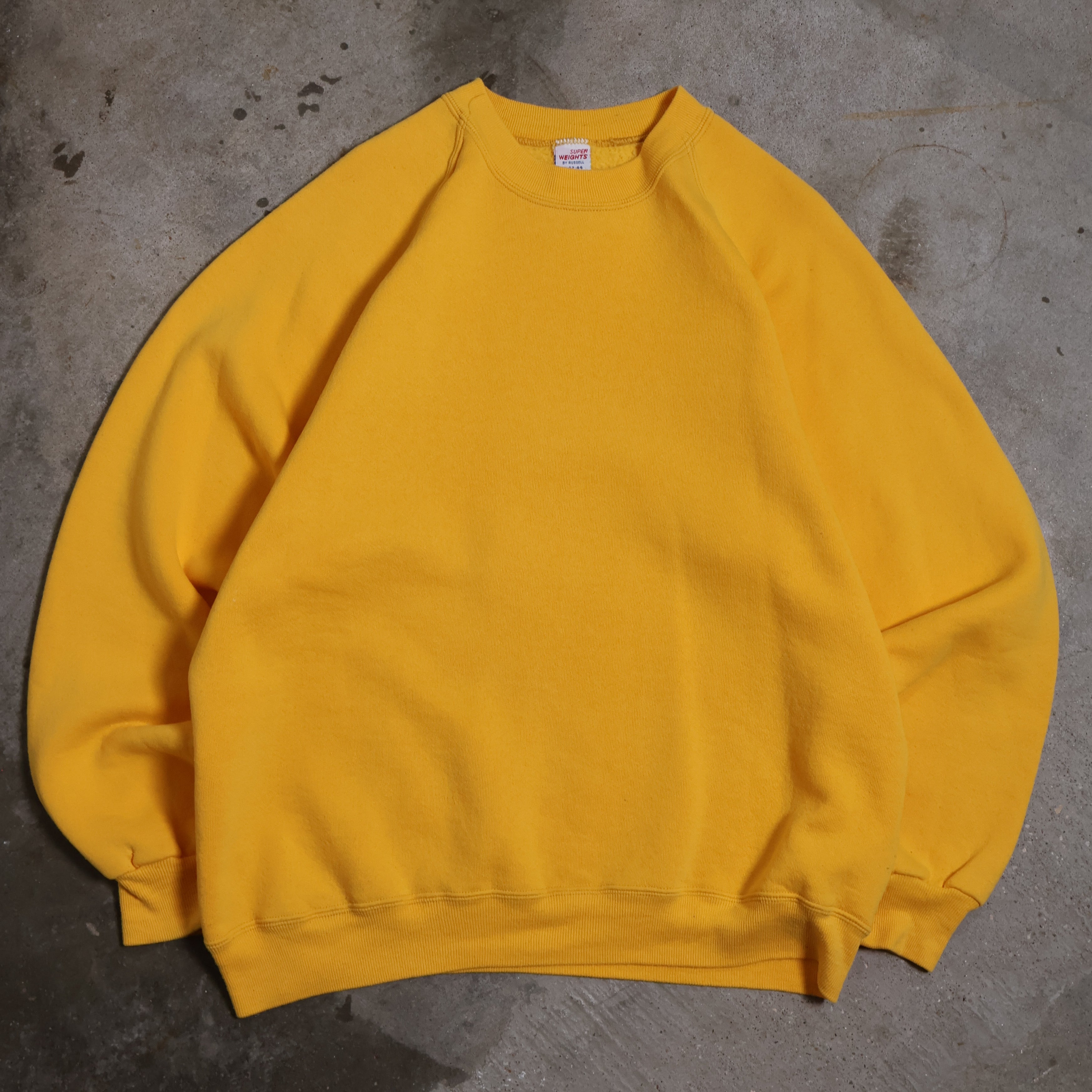 Yellow Russell SuperWeight Blank Sweatshirt 80s (Large)