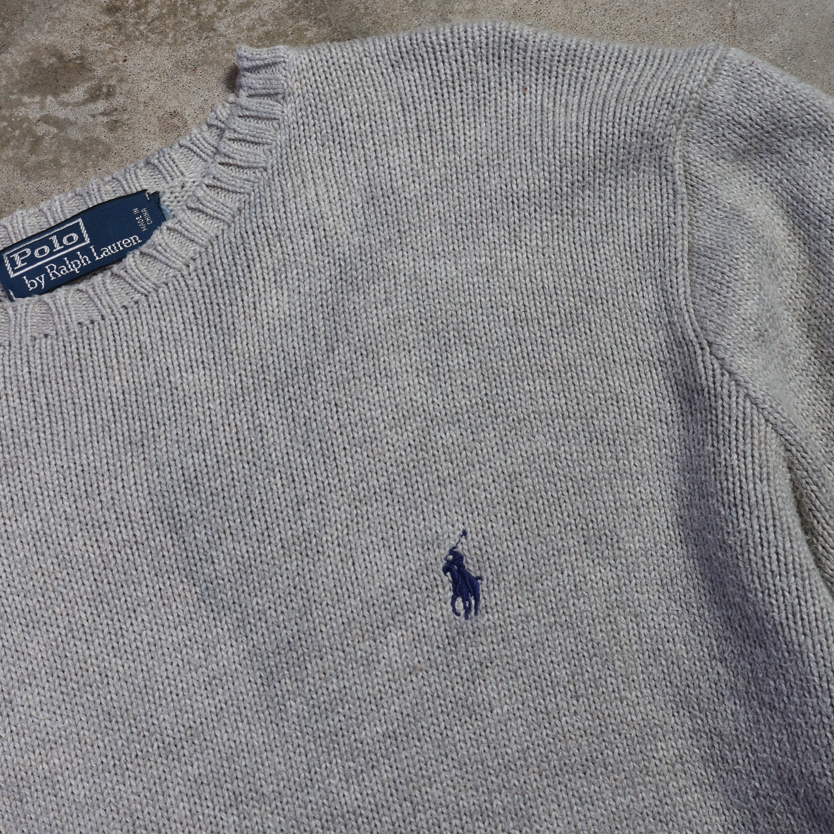 Gray Polo Ralph Lauren Knit Sweater (XL)