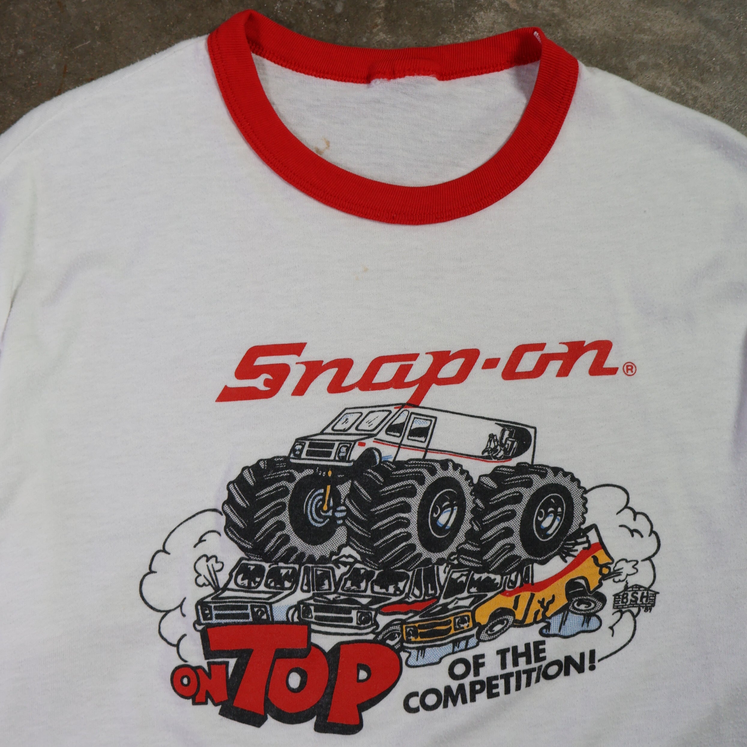 Snap-On Monster Truck Ringer T-Shirt 80s (Large)