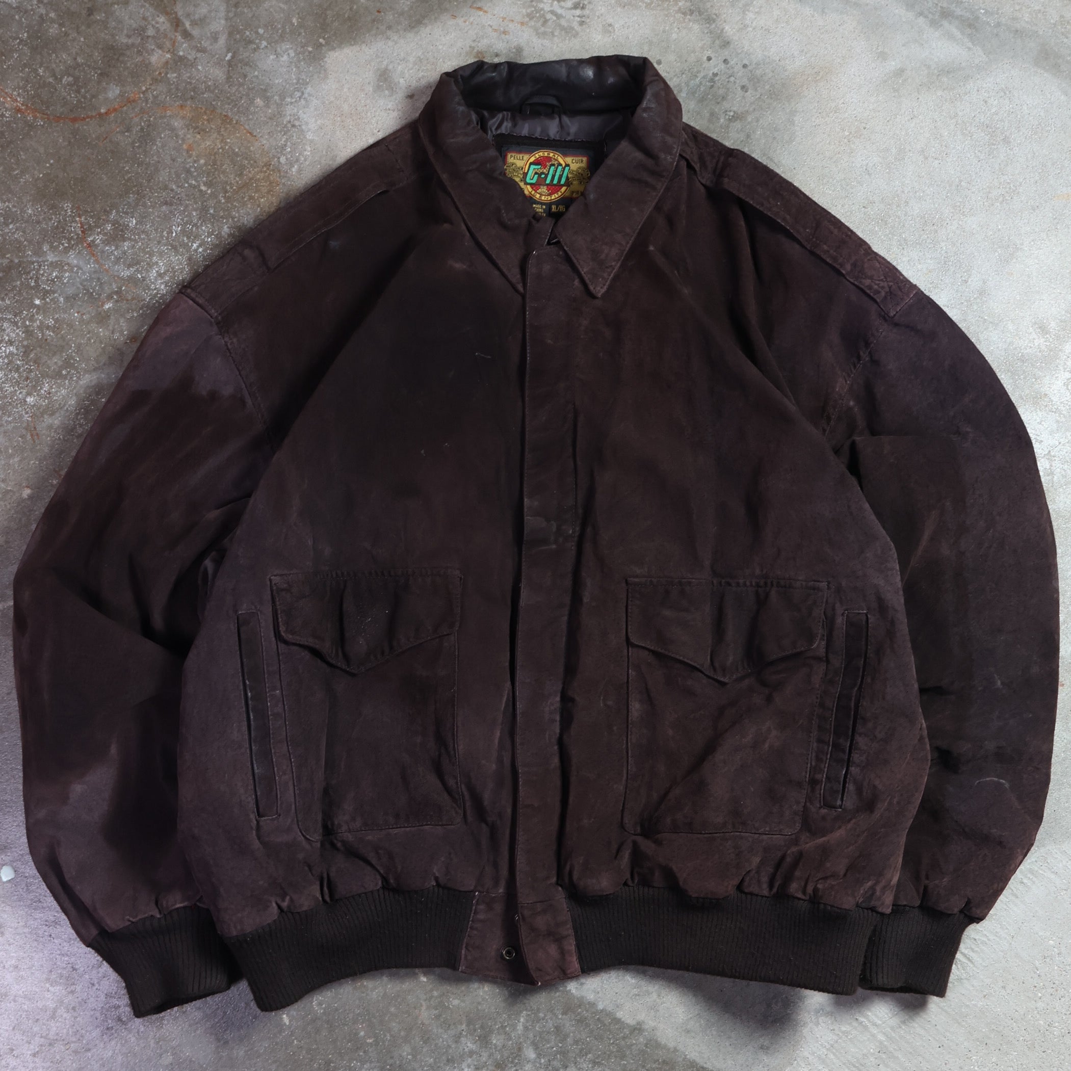 G-III Brown Leather Jacket 90s (XL)