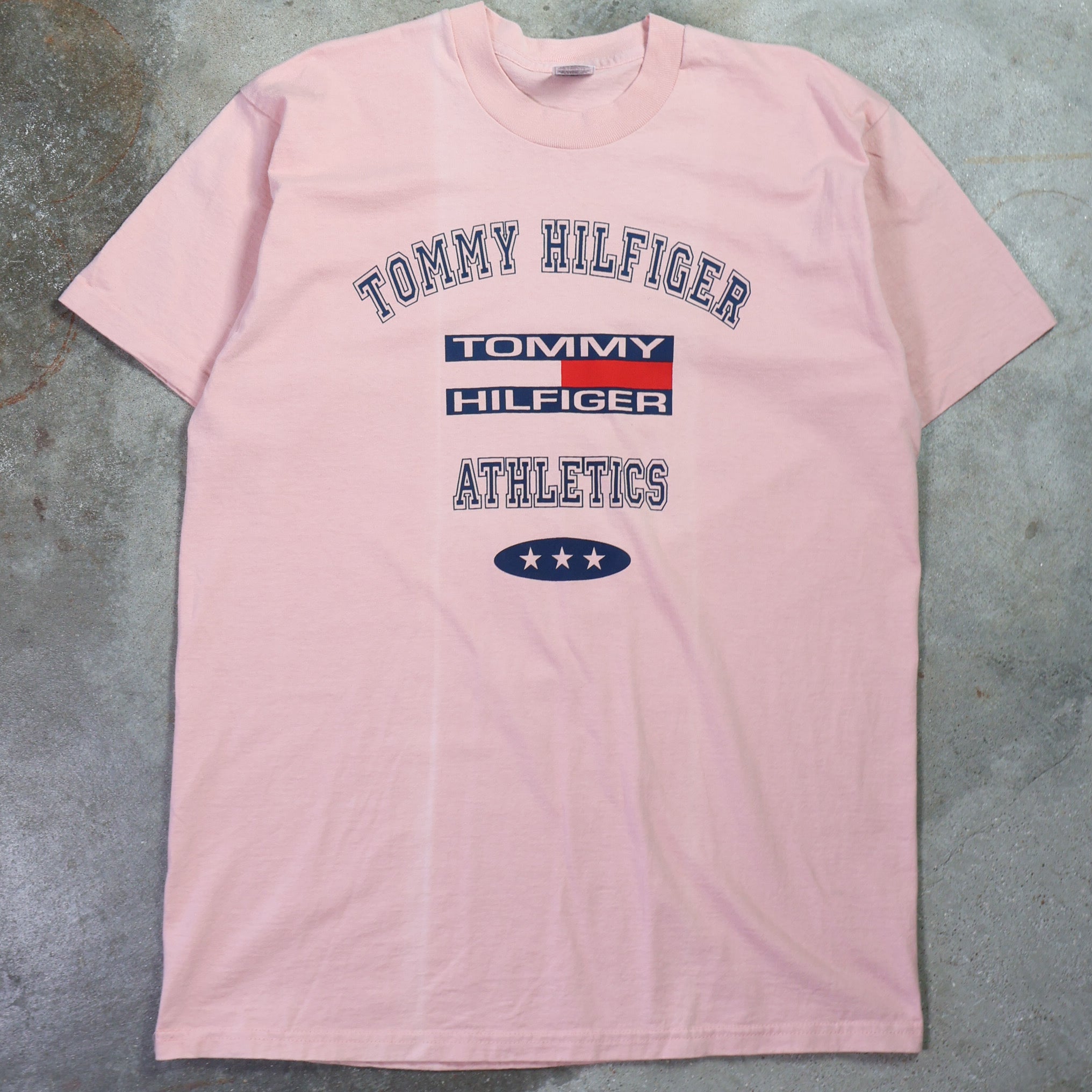 Pink Tommy Hilfiger Athletics Bootleg T-Shirt 90s (XL)