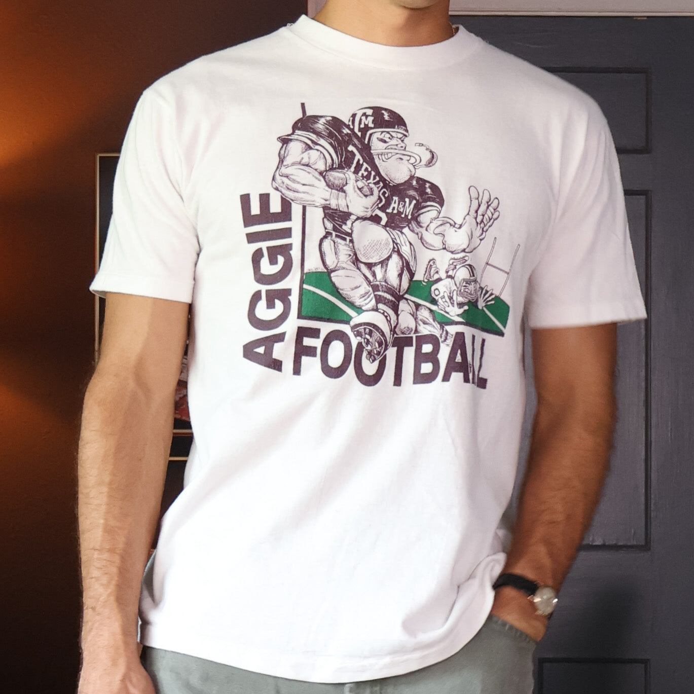 Texas A&M Aggie Football T-Shirt 80s (Large)