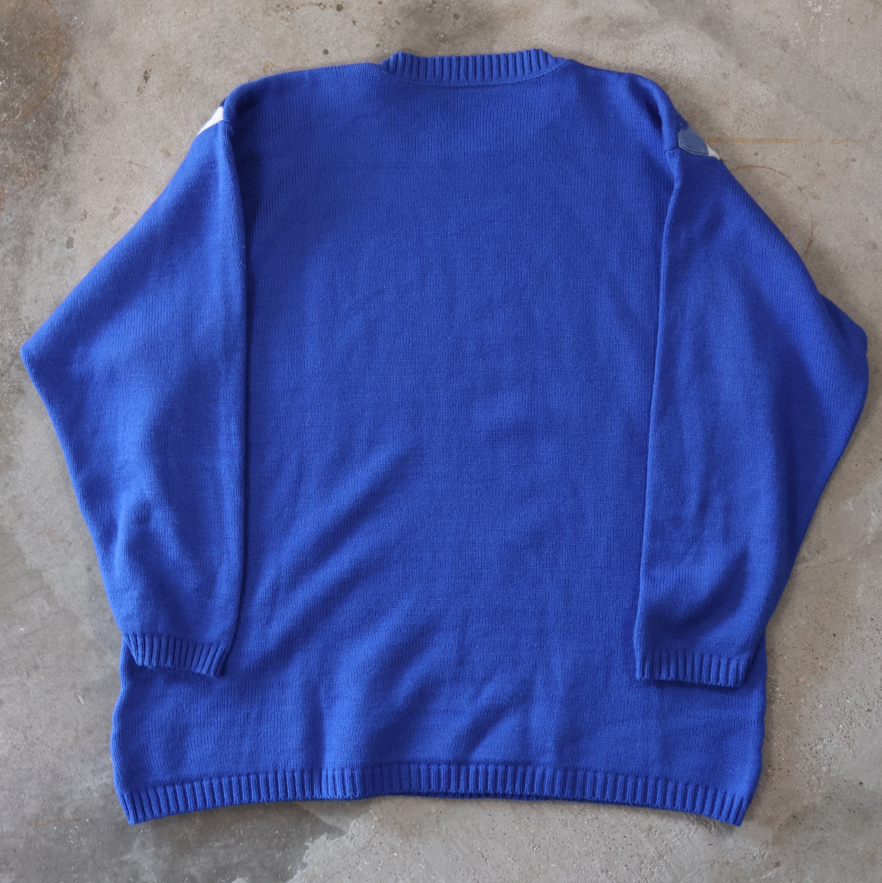 Blue Knit Heart Sweater 90s (XXL)