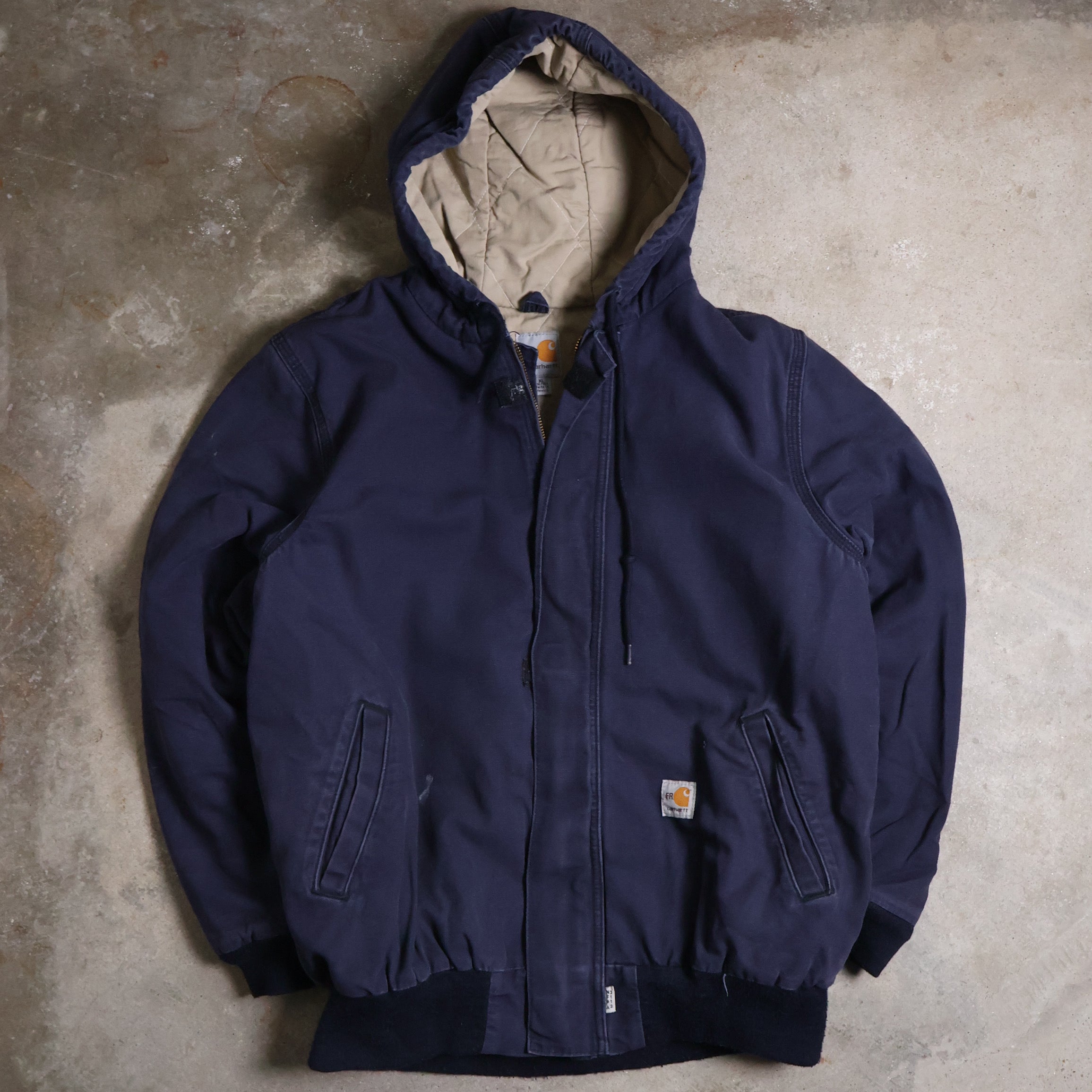 Navy Carhartt Fire Resistant Canvas Work Jacket (Medium)