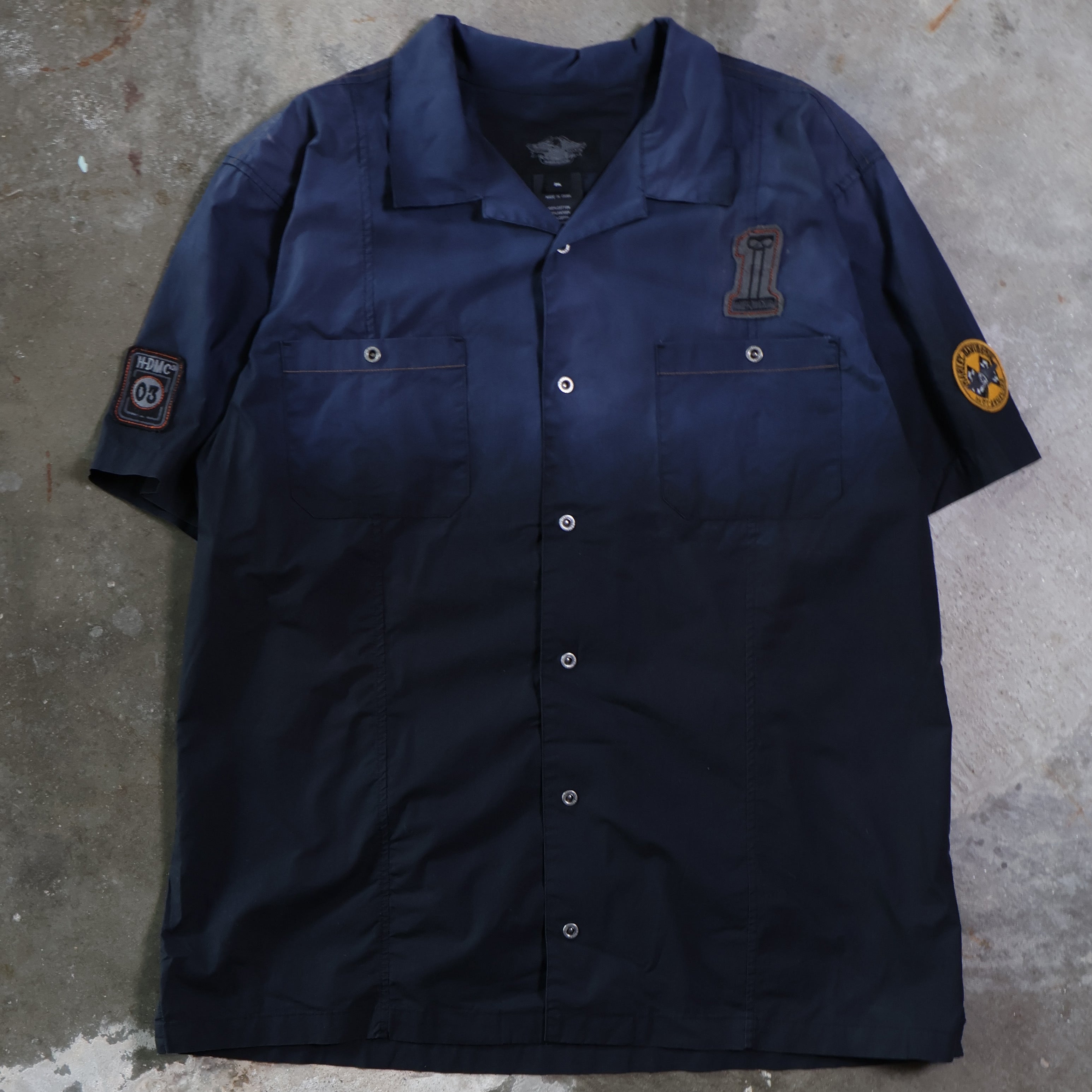 Navy Harley Davidson Button-Up Shirt 00s (XXL)