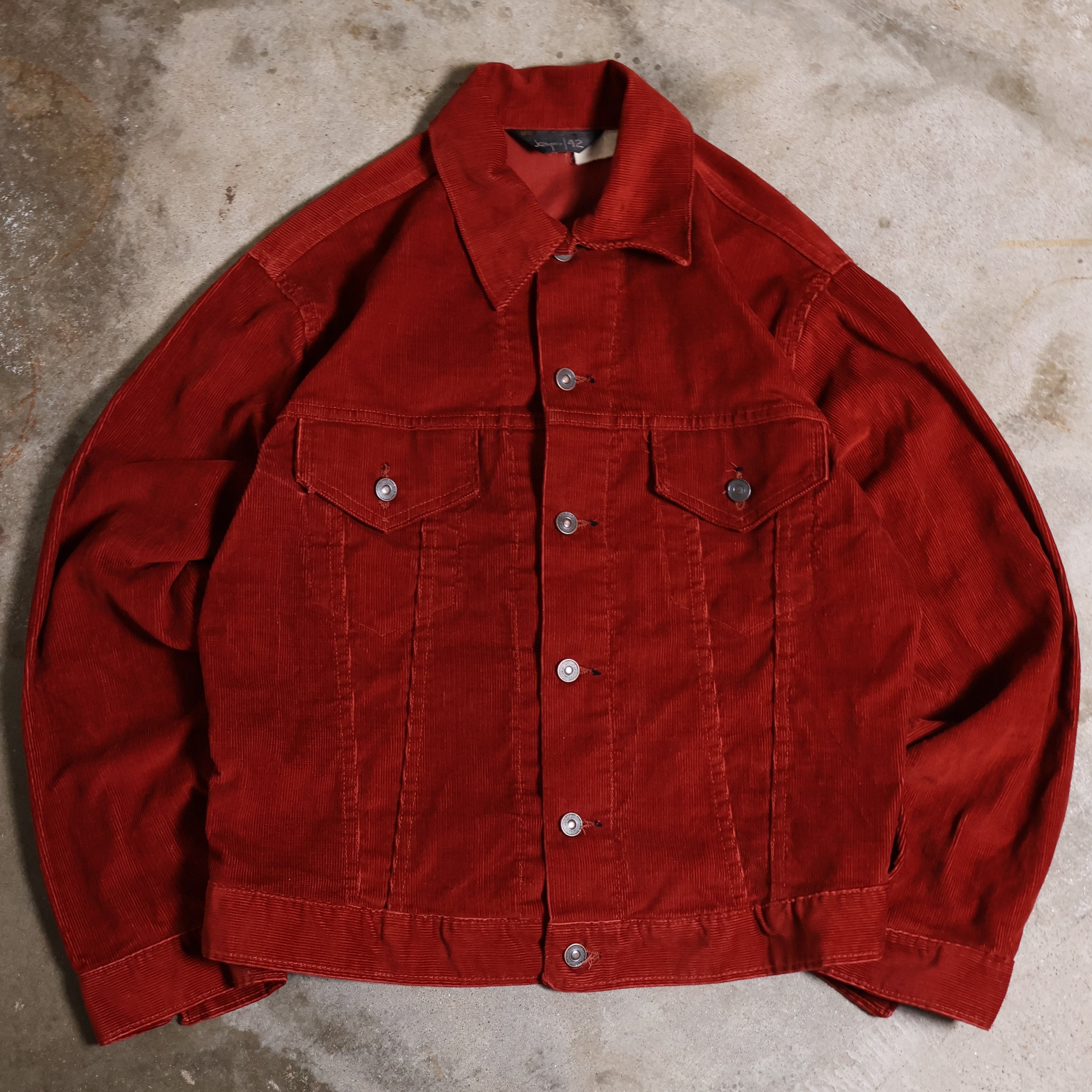 JCPenny 70s Red Corduroy Trucker Jacket (Medium)