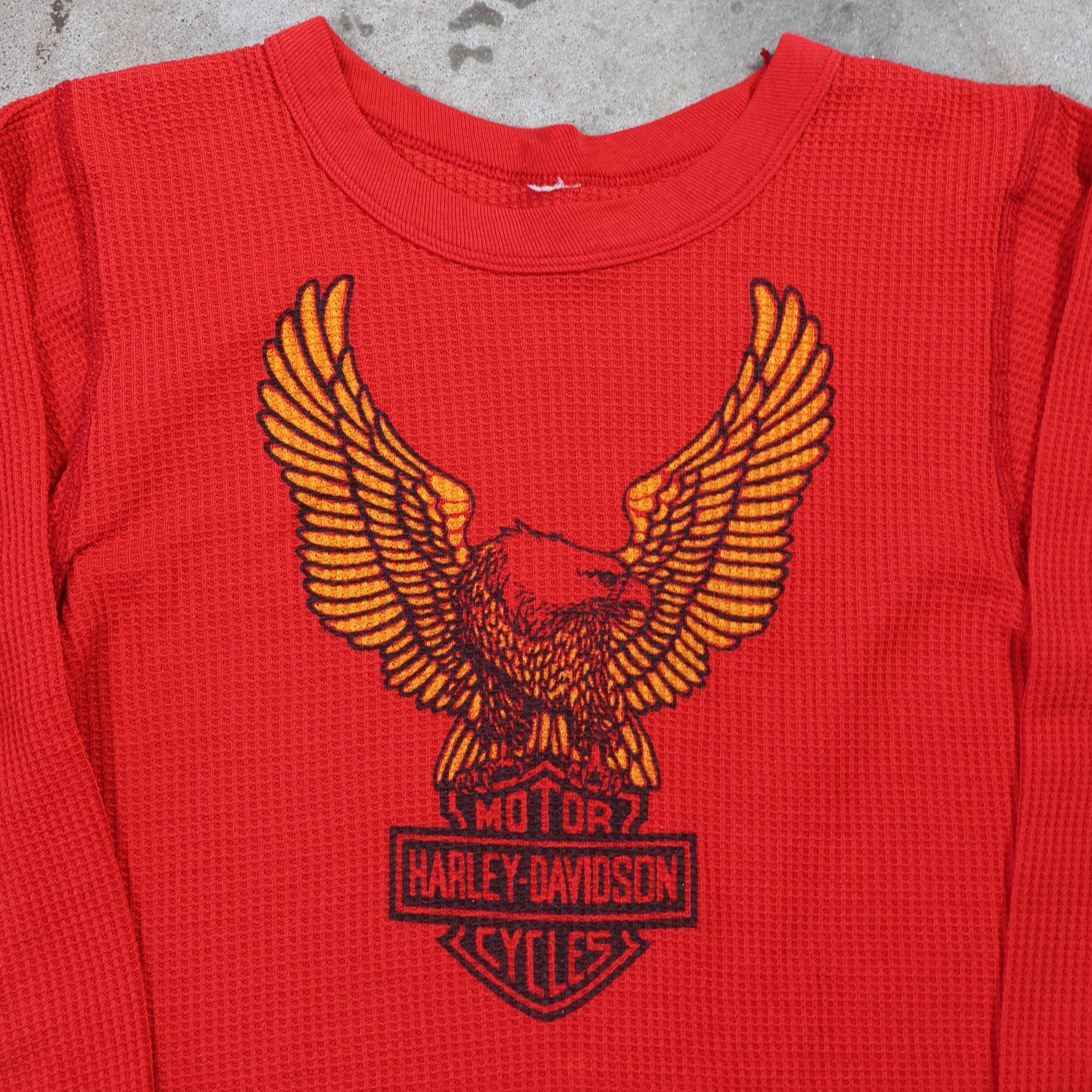 Harley Davidson Red Thermal T-Shirt 70/80s (Small)