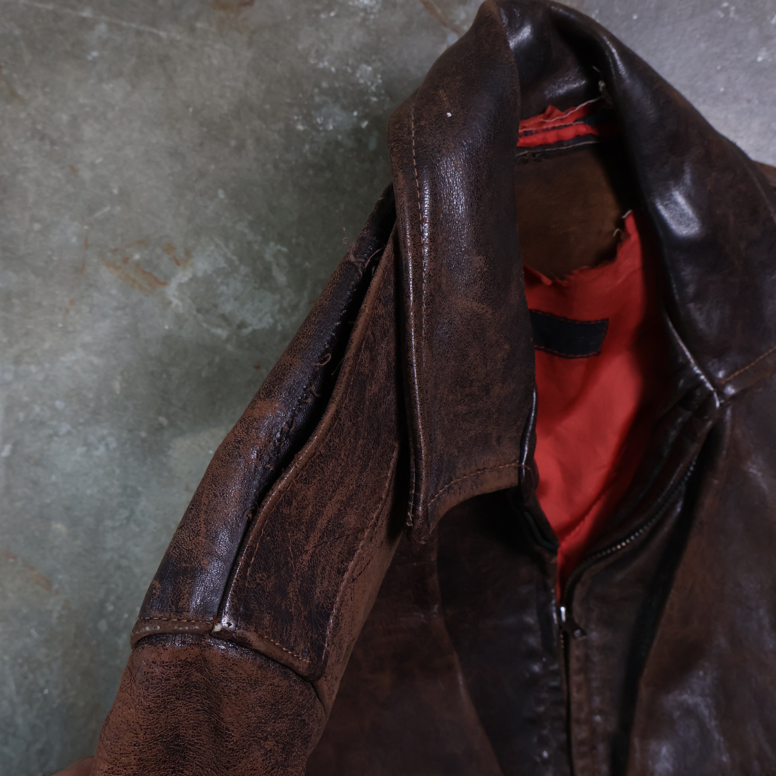 Brown Leather Aviator Jacket 70/80s (Large)