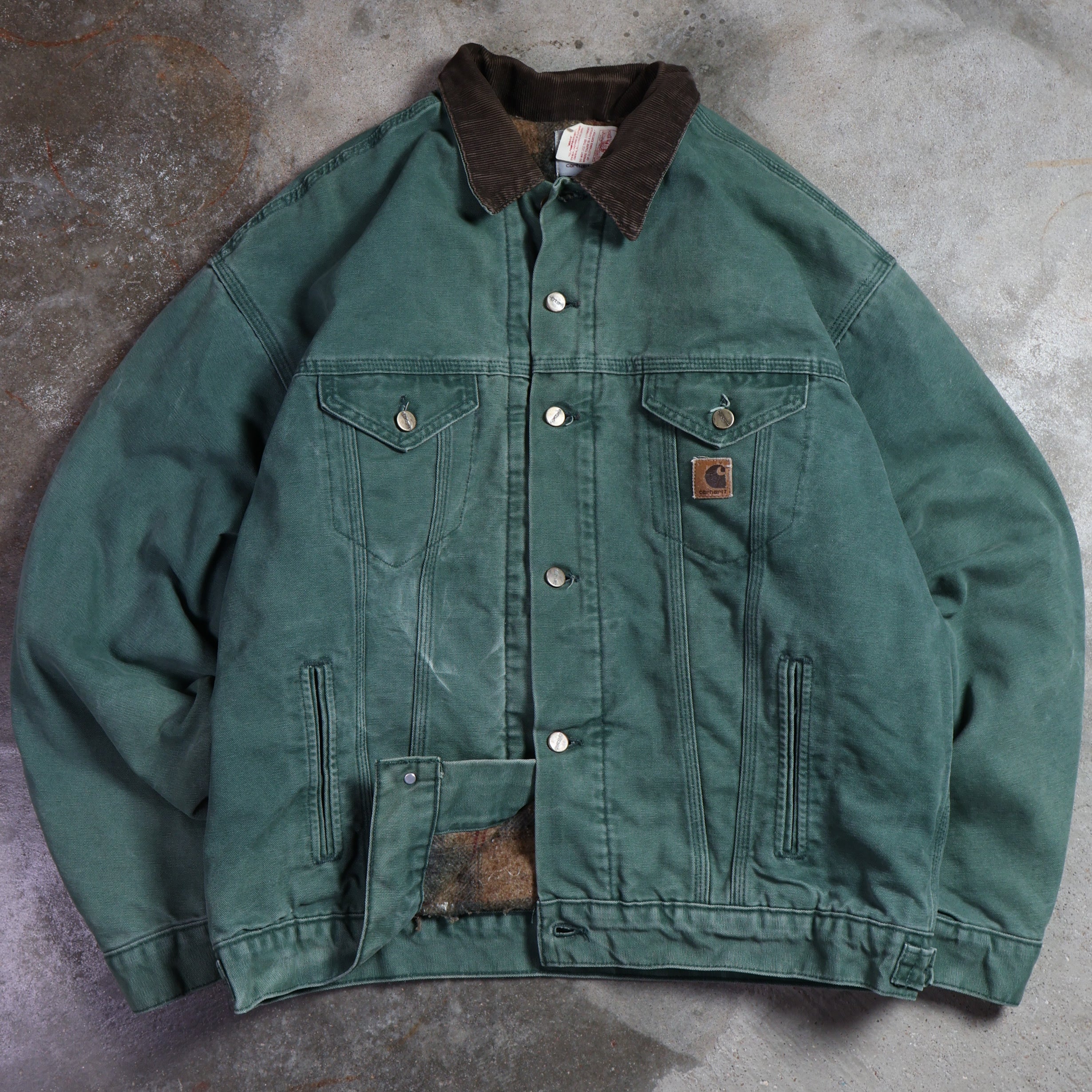 Green Carhartt JB 1694 Blanket-Lined Denim Trucket Jacket 90s (XL)