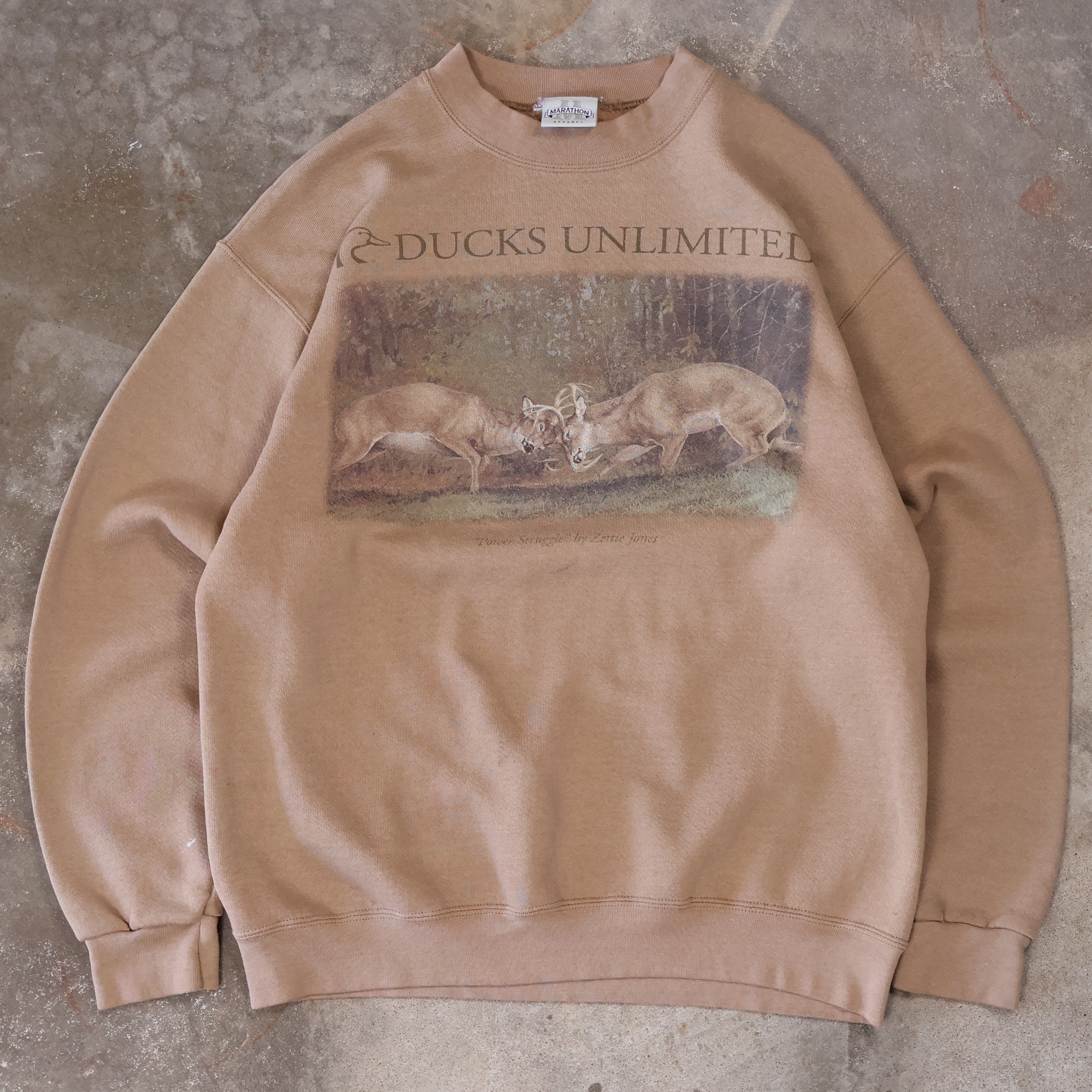 Brown Ducks Unlimited Deer Sweatshirt 90s (Large)