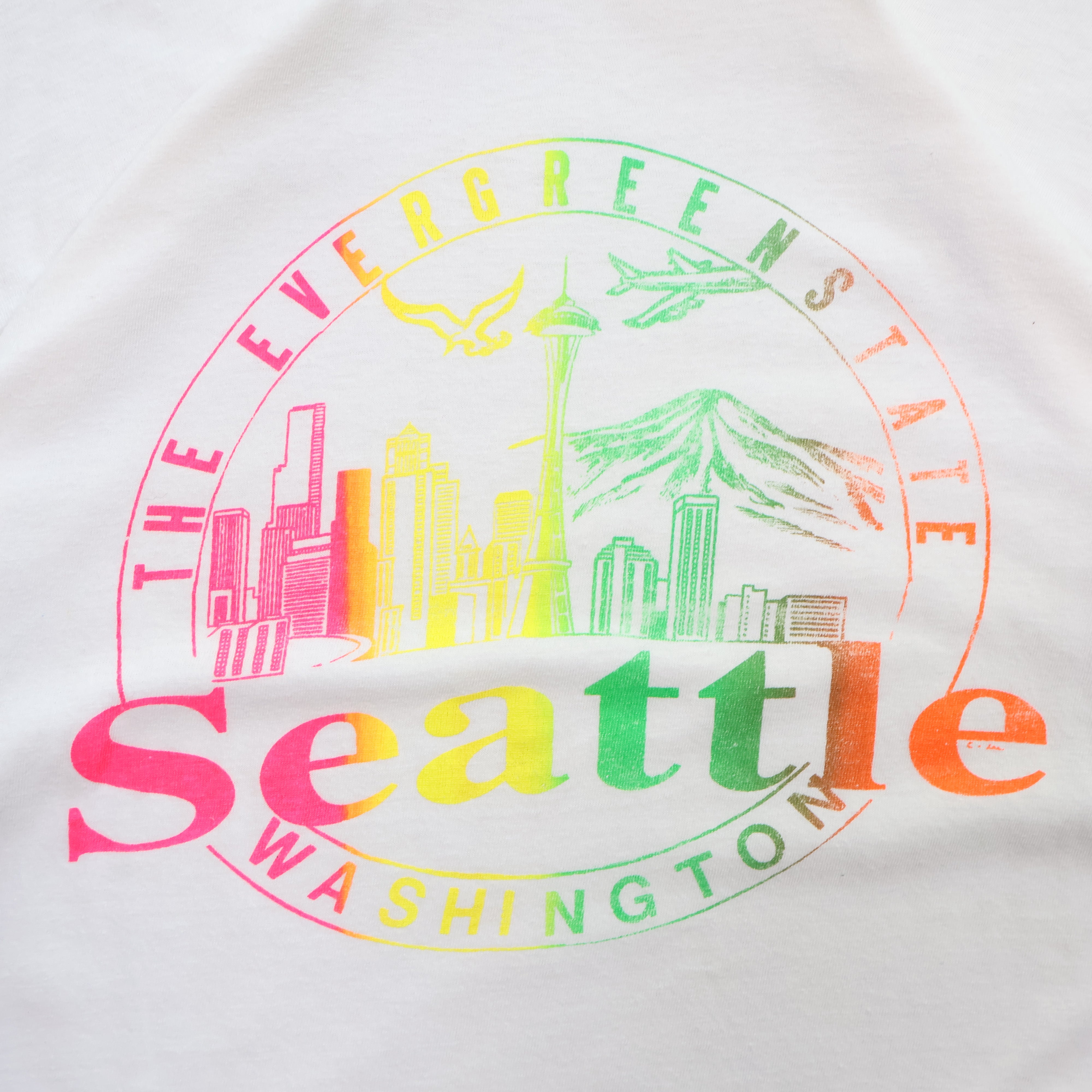 Seattle Washington Colors T-Shirt 80s (Large)