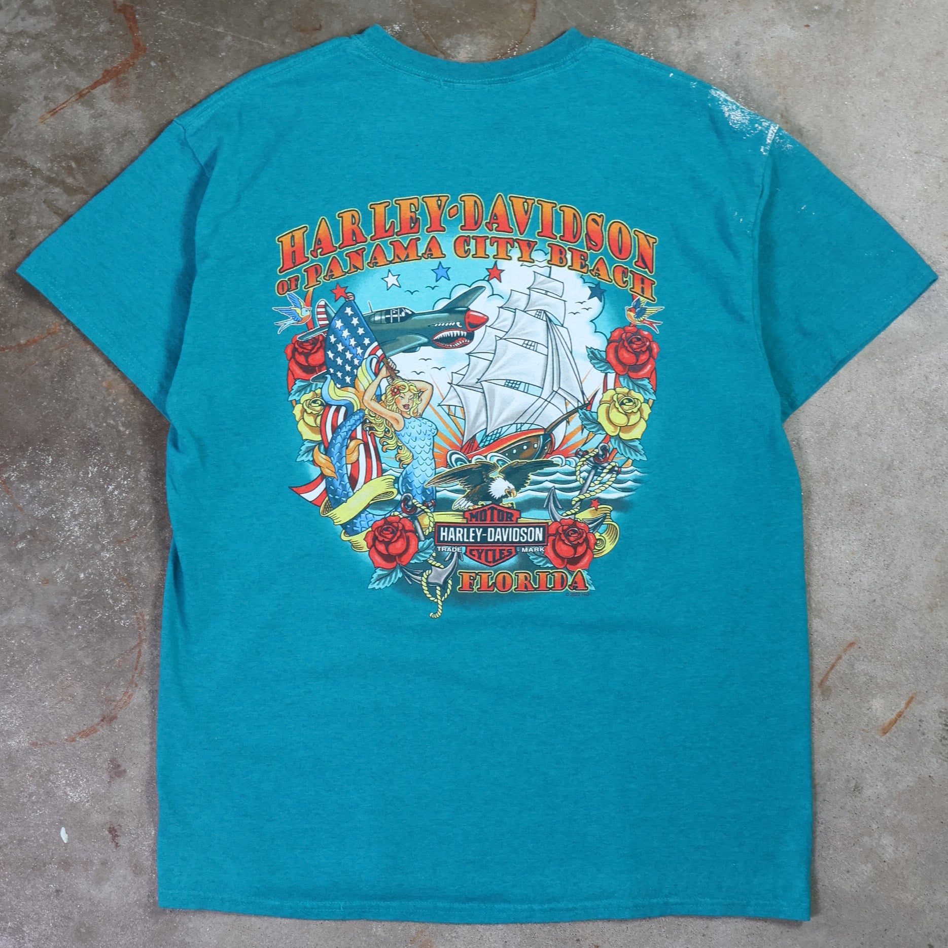 Teal Harley Davidson Panama City Beach T-Shirt (Large)