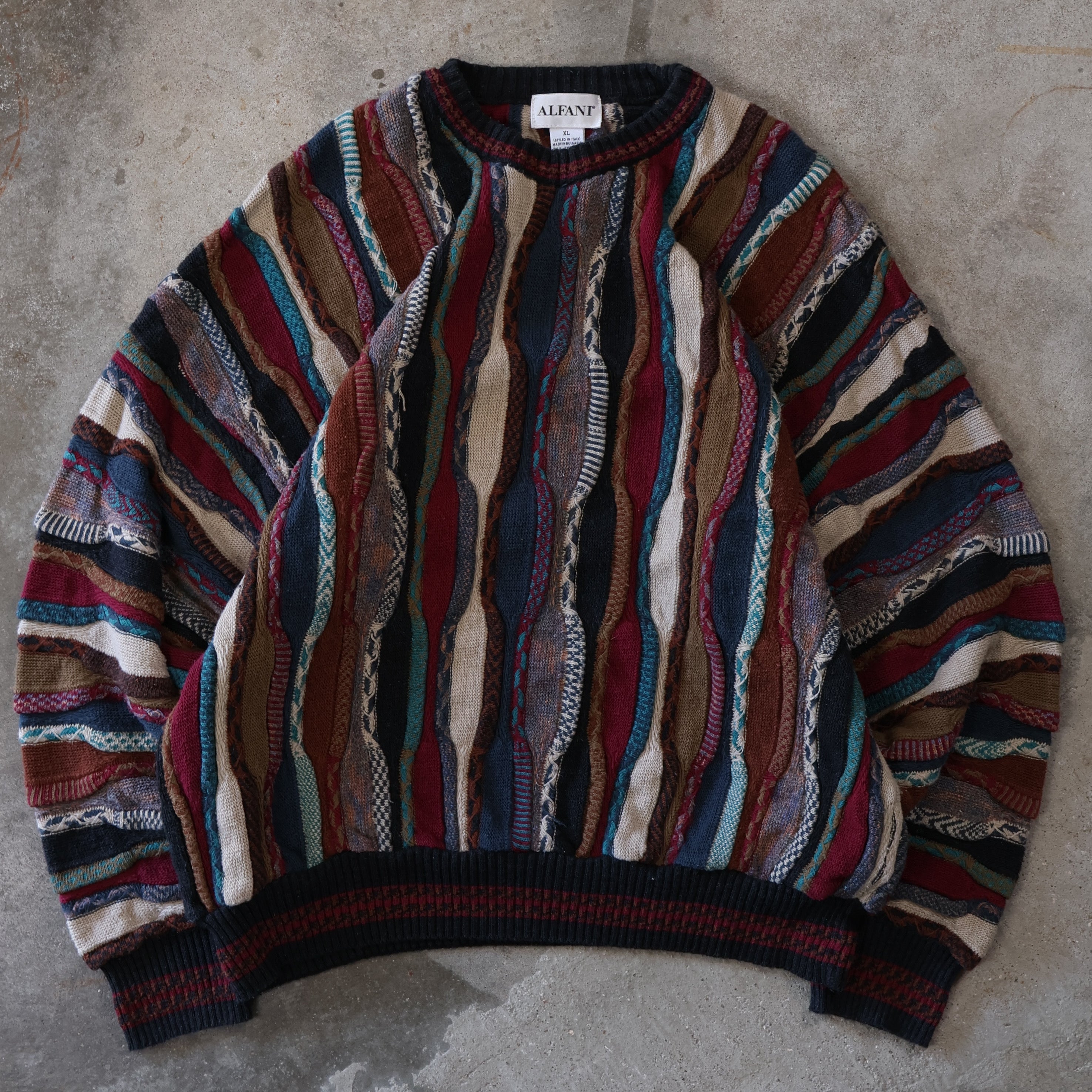 Earth Tone Coogi-Esq Knit Sweater 90s (XL)