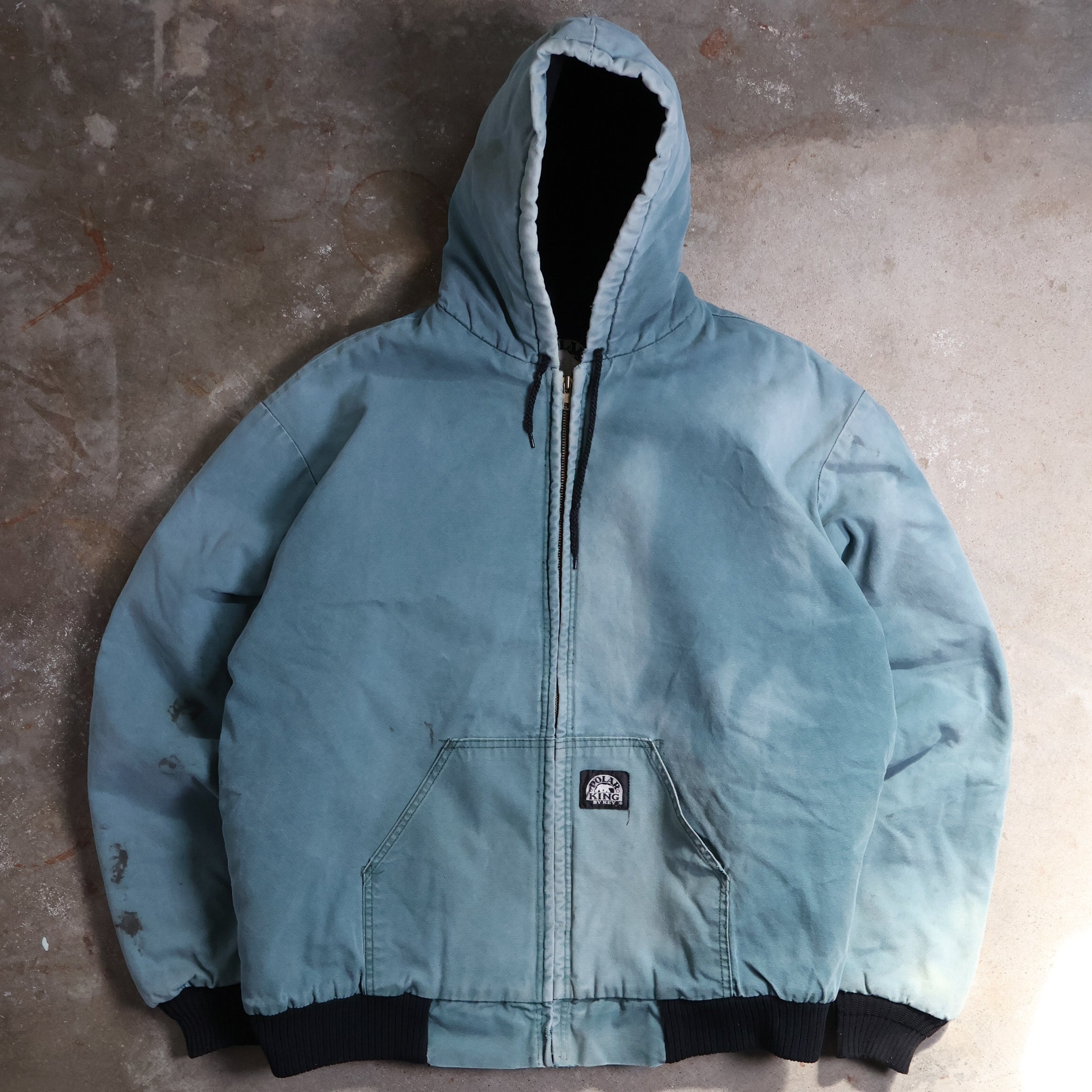 Faded Aqua Key Canvas Work Jacket 90s (XXL)