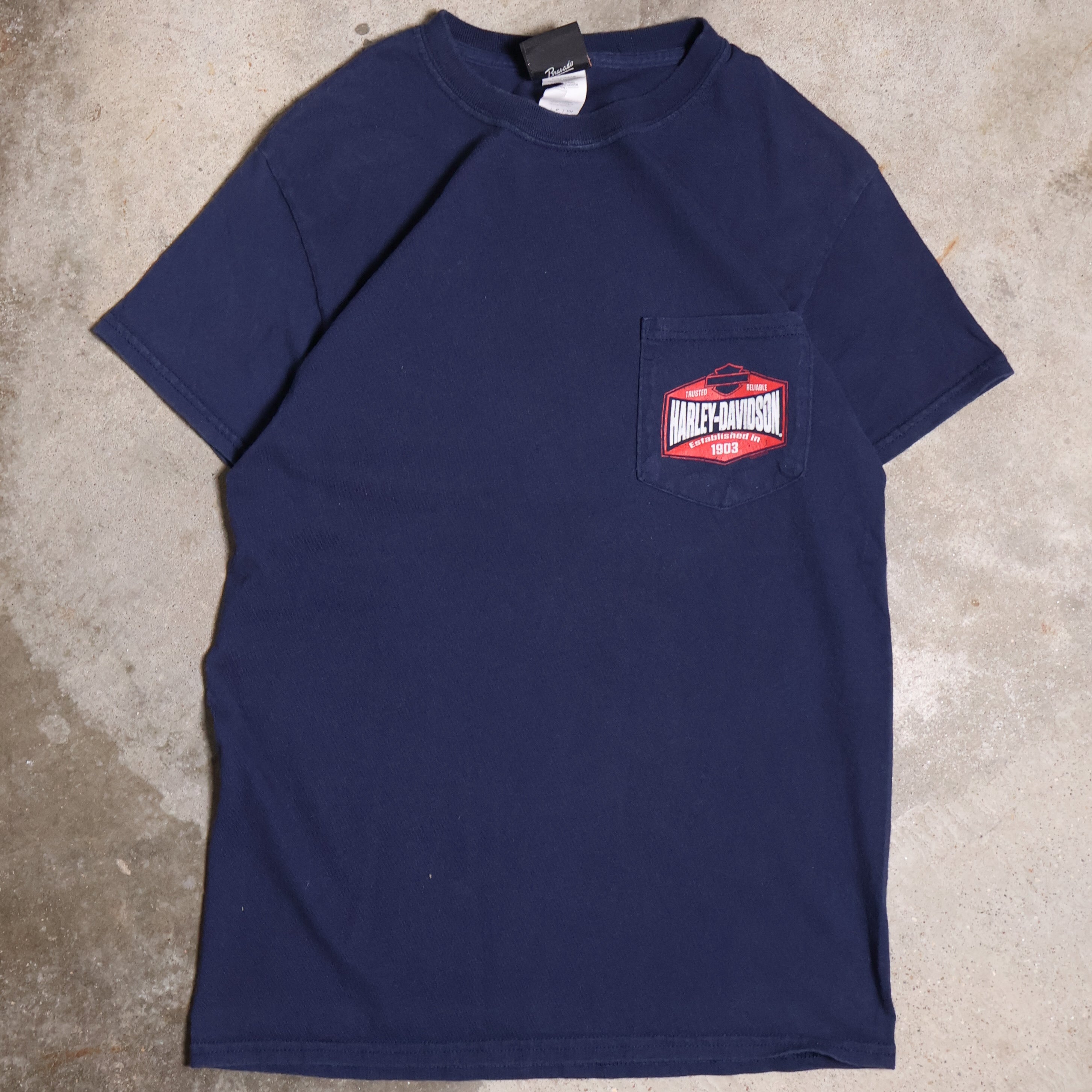 Navy Harley Davidson Pocket T-Shirt (Small)