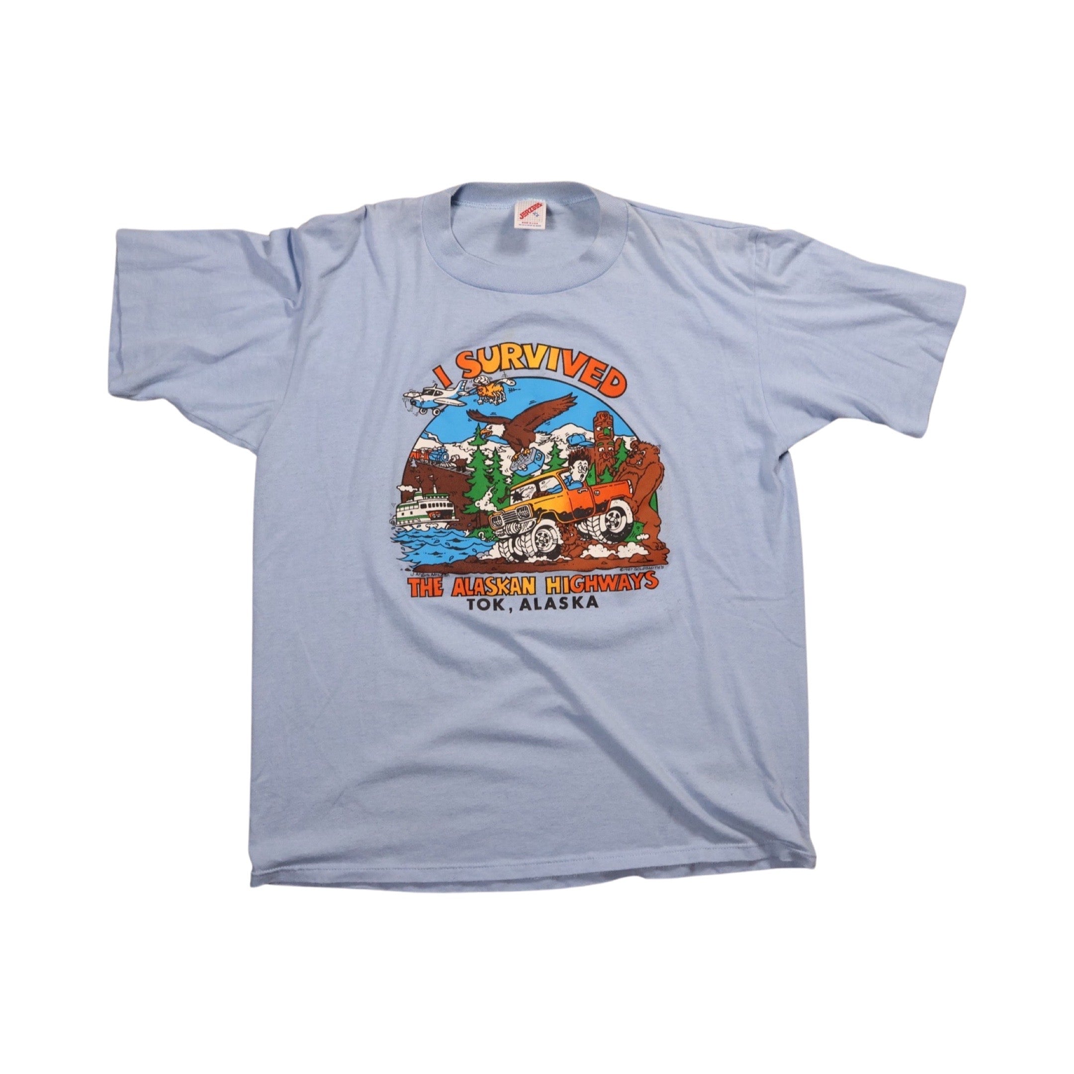 I Survived The Alaskan Highway 1987 T-Shirt (Large)