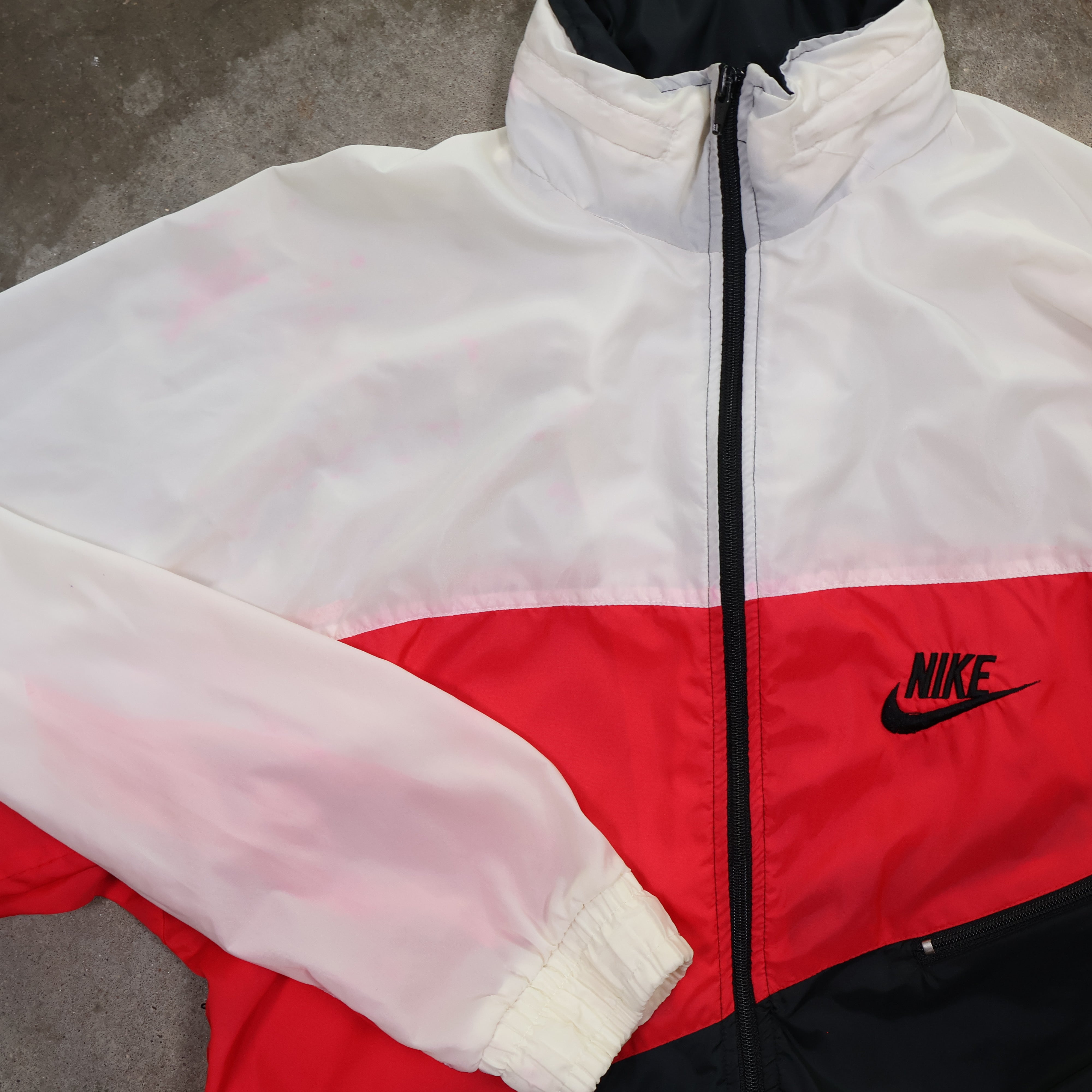 Nike Windbreaker Jacket Red/White/Black 80/90s (Medium)