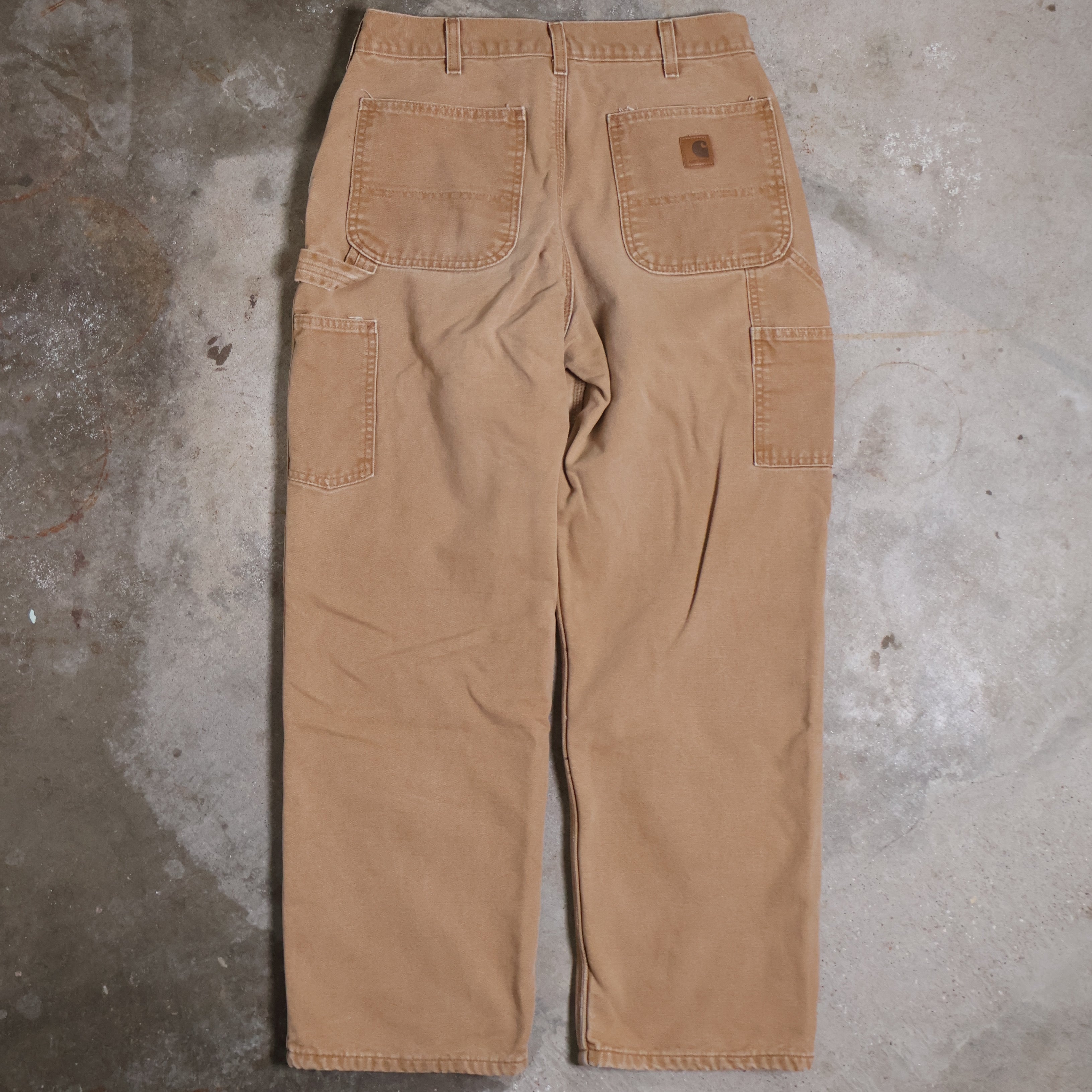 Tan Carhartt Flannel Lined Canvas Carpenter Pants (30")